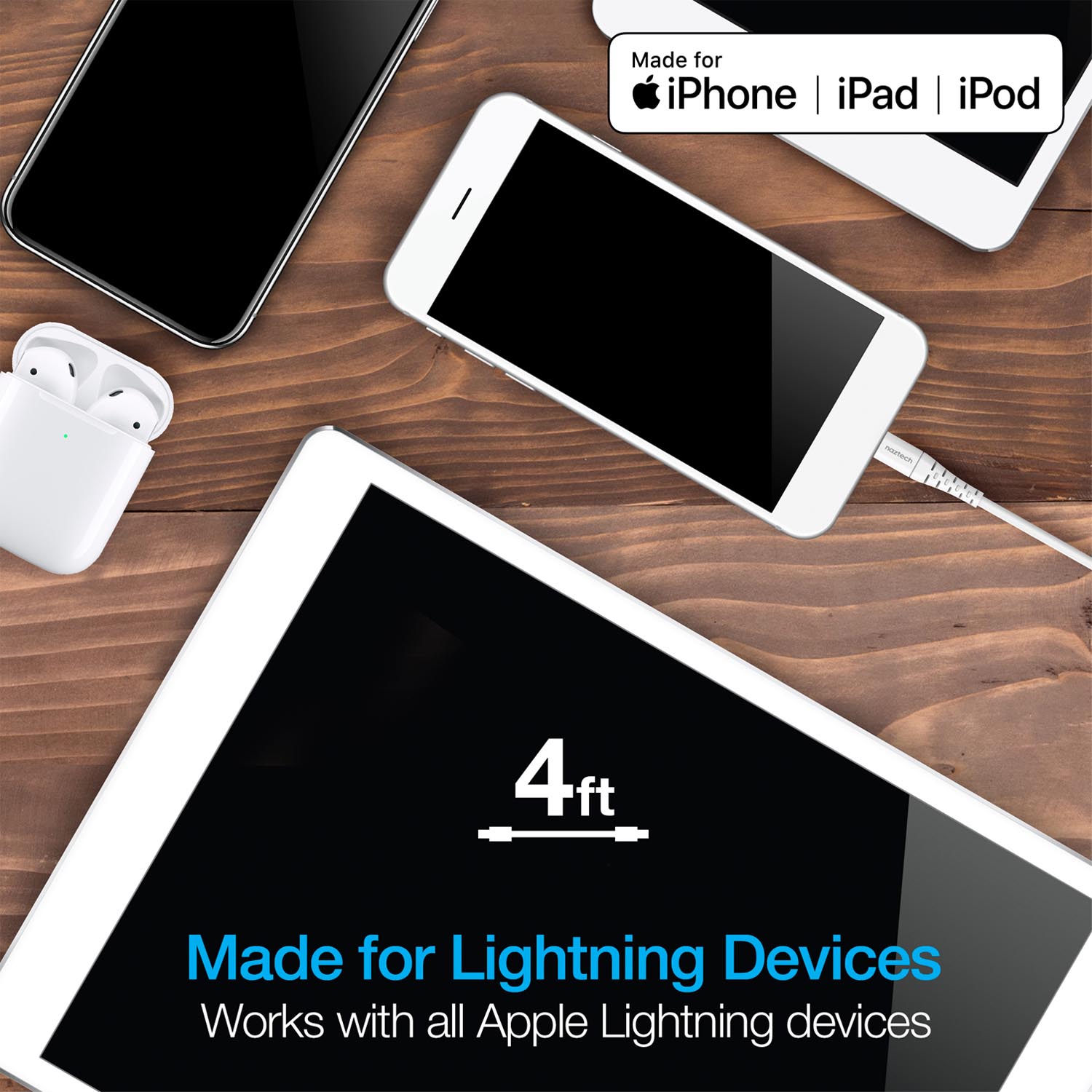 Naztech Fast Charge MFi Lightning to USB-C Cable