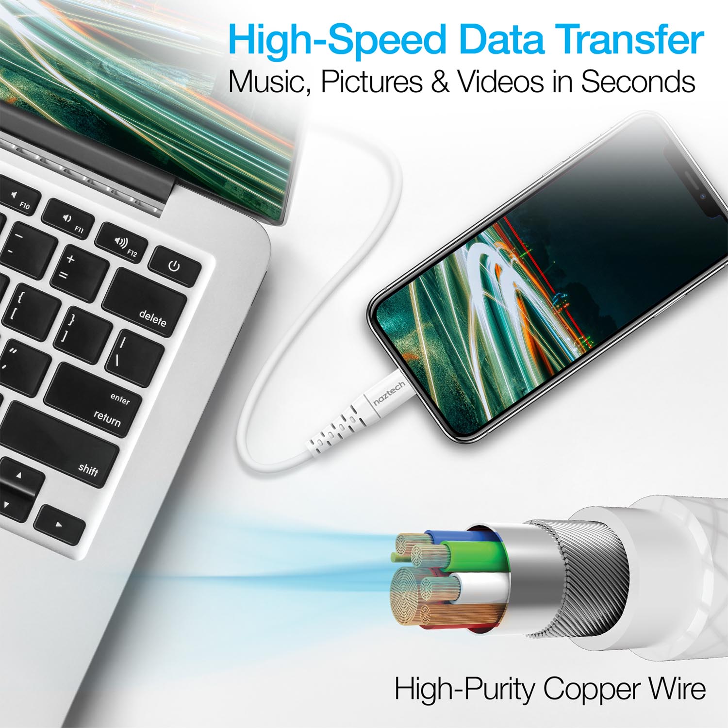 Naztech Fast Charge MFi Lightning to USB-C Cable