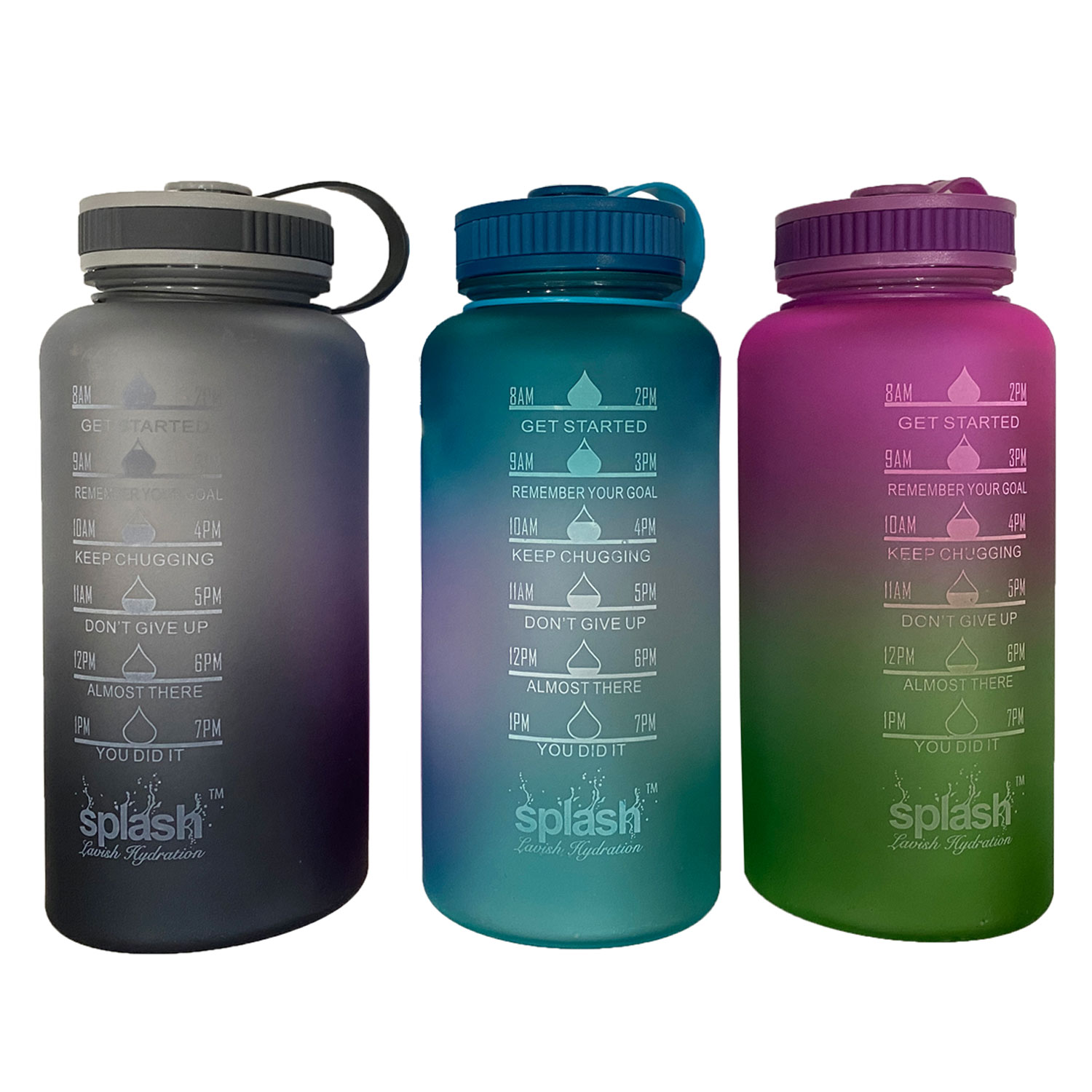 3 Pack Assorted Motivational Water Bottle