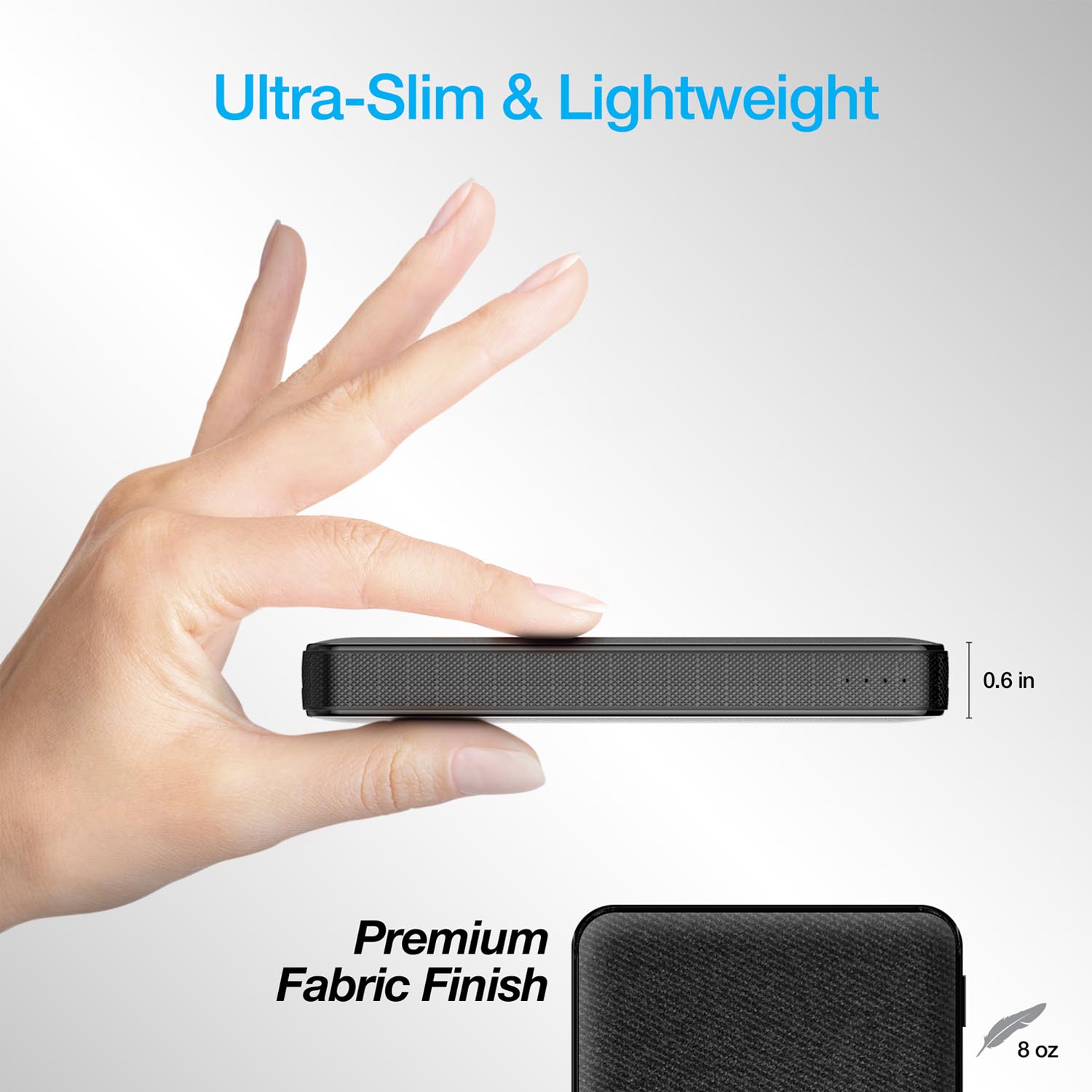 Naztech 10000mAh PD+QC Fabric Power Bank