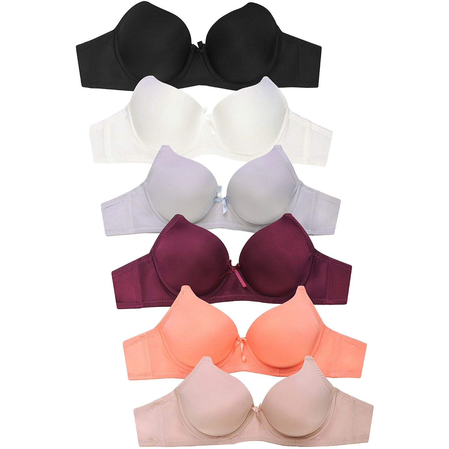 6 Pack Sofra Ladies Full Cup Plain Bra