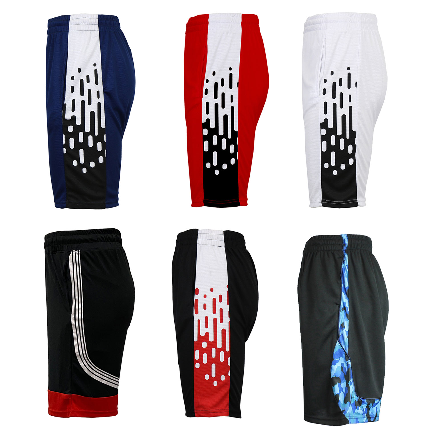 5-pack Men's Moisture Wicking Assorted Active Mesh Shorts