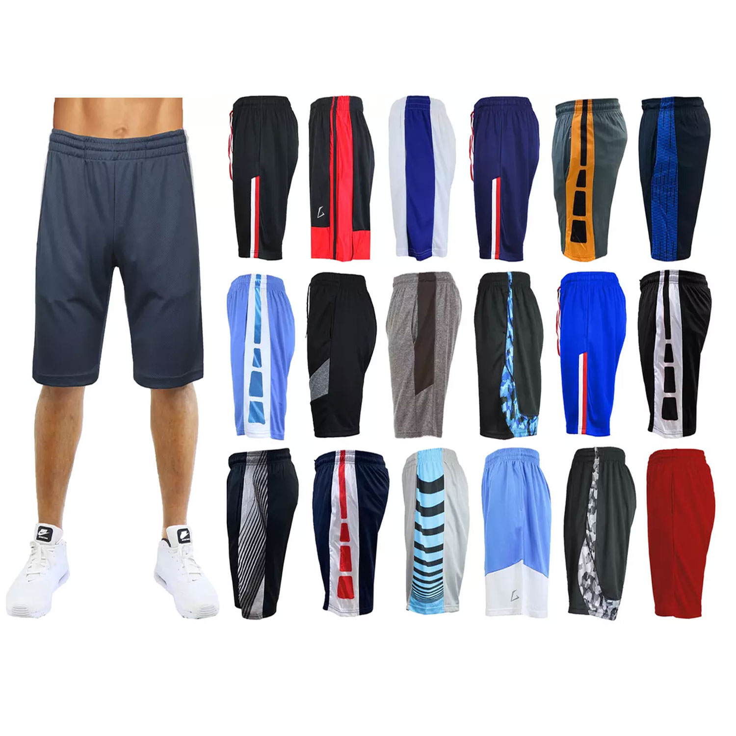 4 Pack Men's Moisture Wicking Assorted Performance Active Shorts