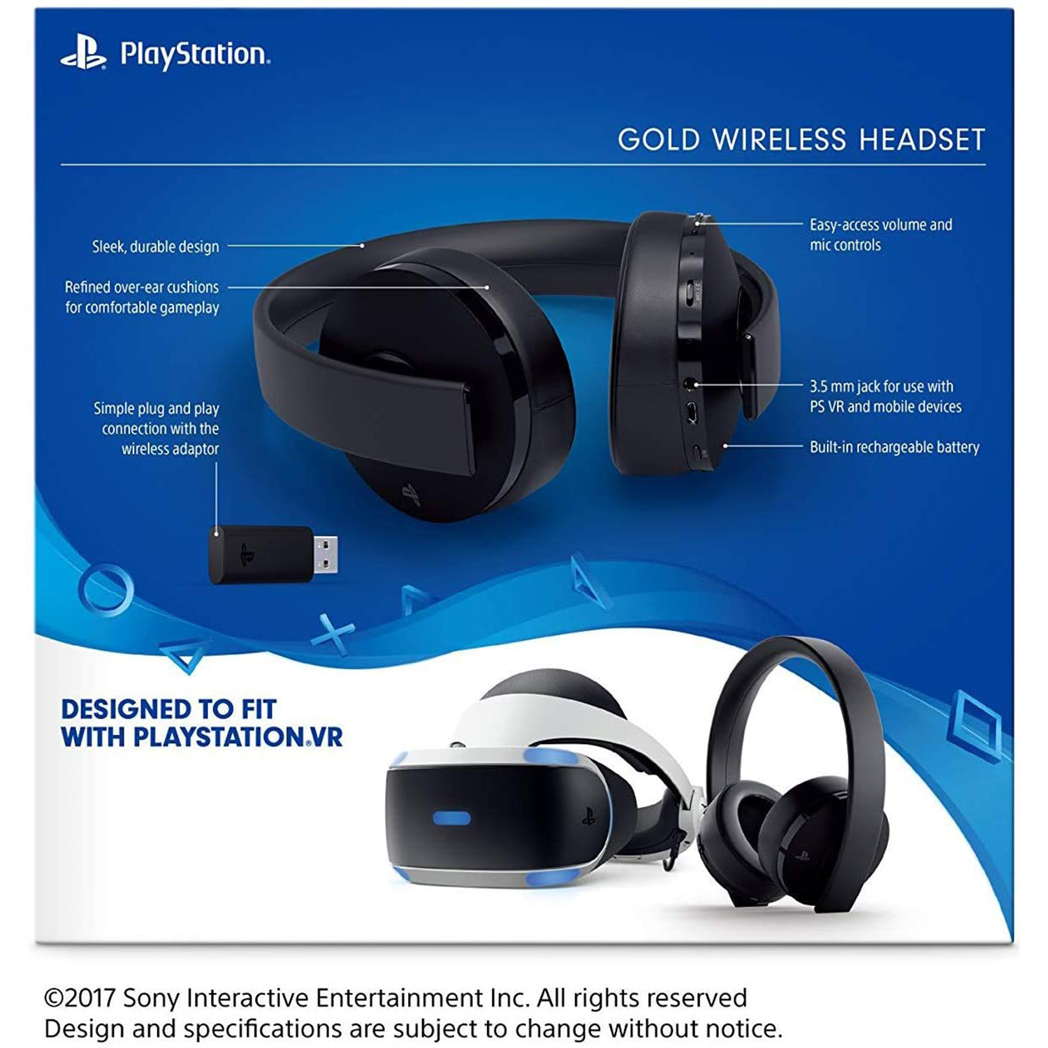 PlayStation Gold Wireless Headset 7.1 Surround Sound PS4 New Version 2018