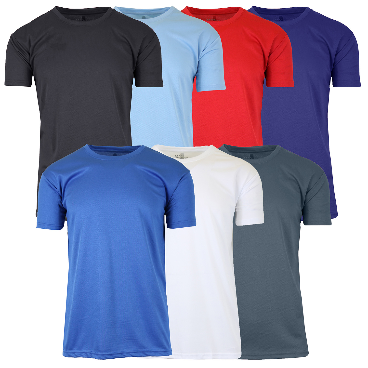 6 Pack Assorted Men's Short Sleeve Tee Moisture Wicking Wrinkle Free Performance Short Sleeve Tee