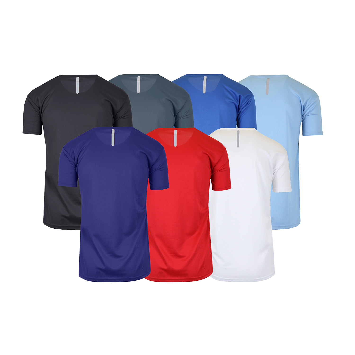 6 Pack Assorted Men's Short Sleeve Tee Moisture Wicking Wrinkle Free Performance Short Sleeve Tee