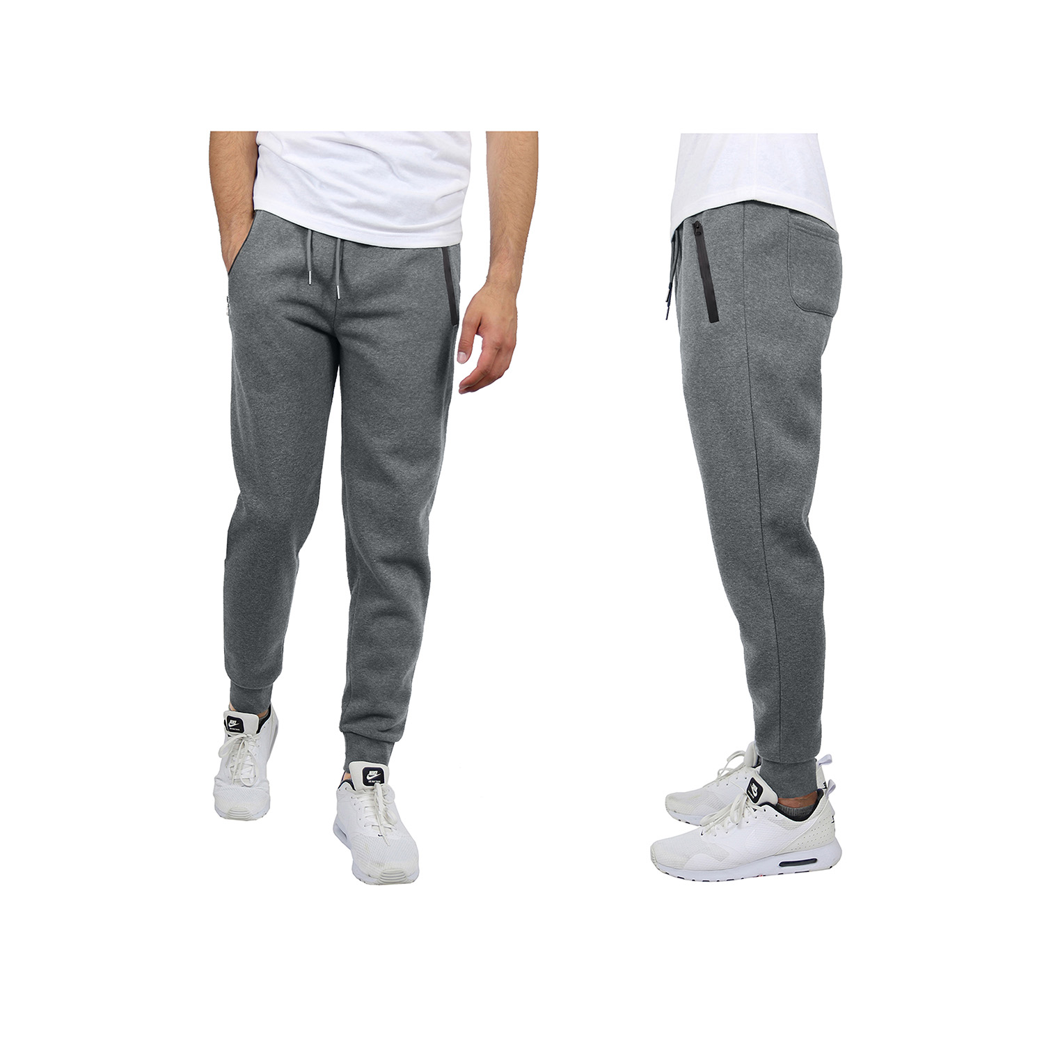 Men's Skinny Fit French Terry Joggers With Tech Zipper Pockets