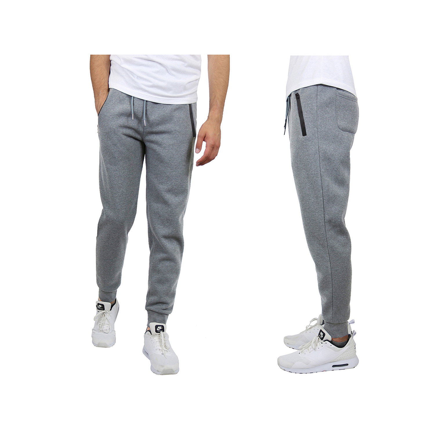 Men's Skinny Fit French Terry Joggers With Tech Zipper Pockets
