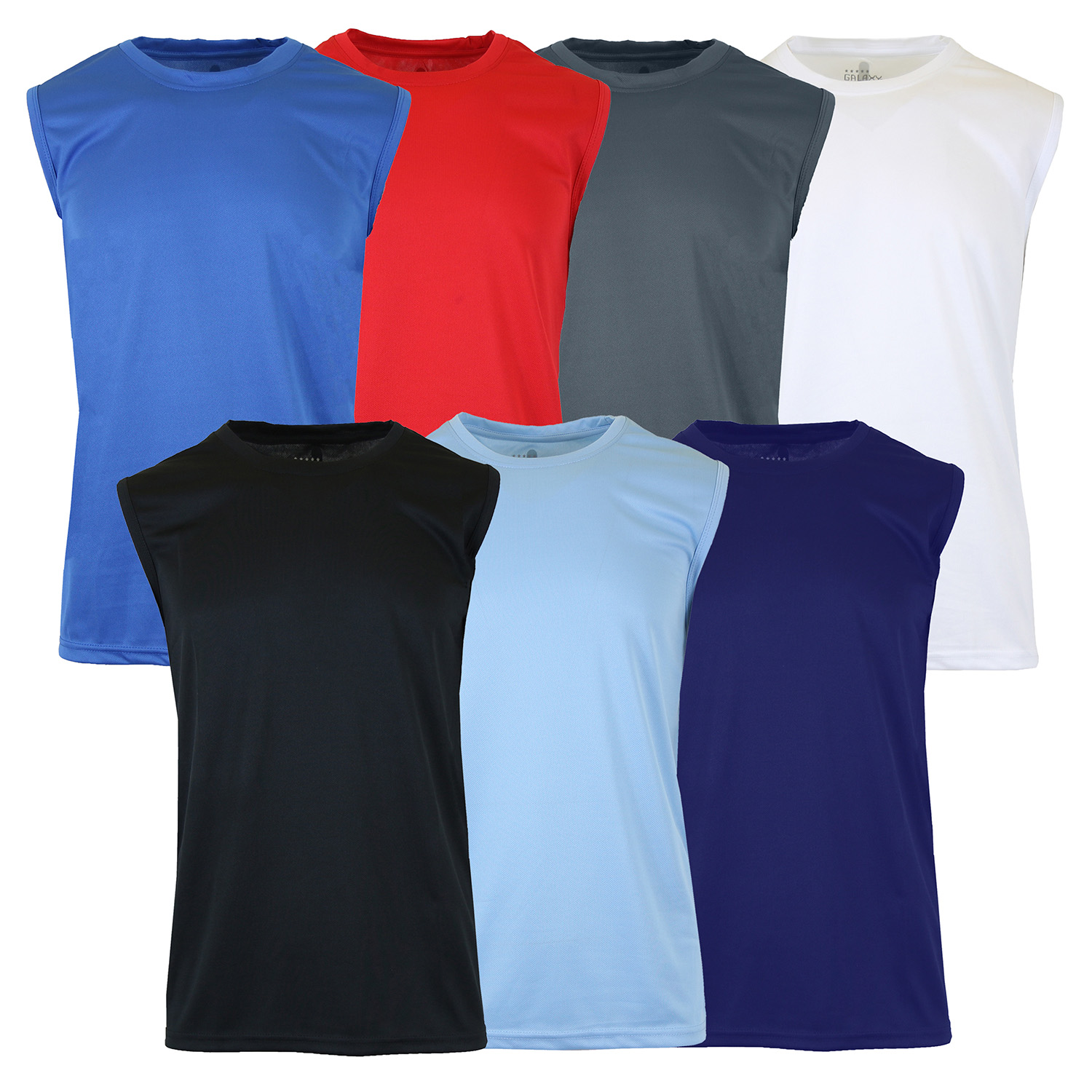 6 Pack Assorted Men's Moisture Wicking Wrinkle Free Performance Muscle Tee