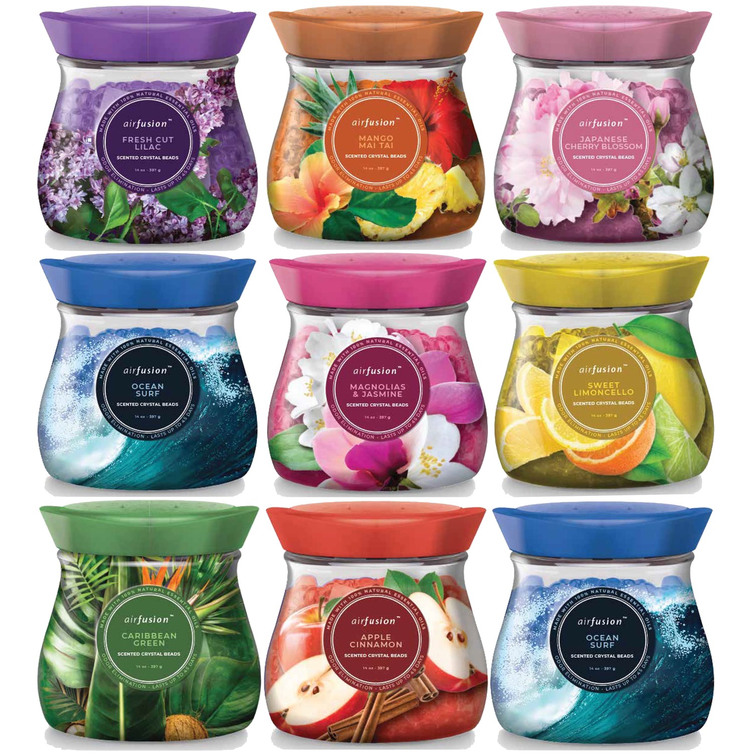 6 Pack Assorted Scented Crystal Freshener Beads