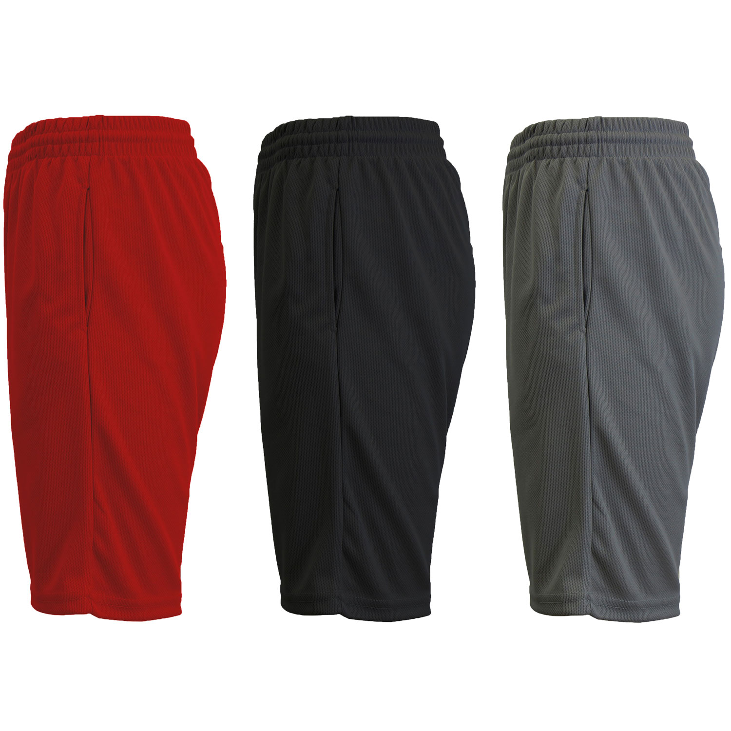 3 Pack Men's Moisture Wicking Active Mesh Performance Shorts