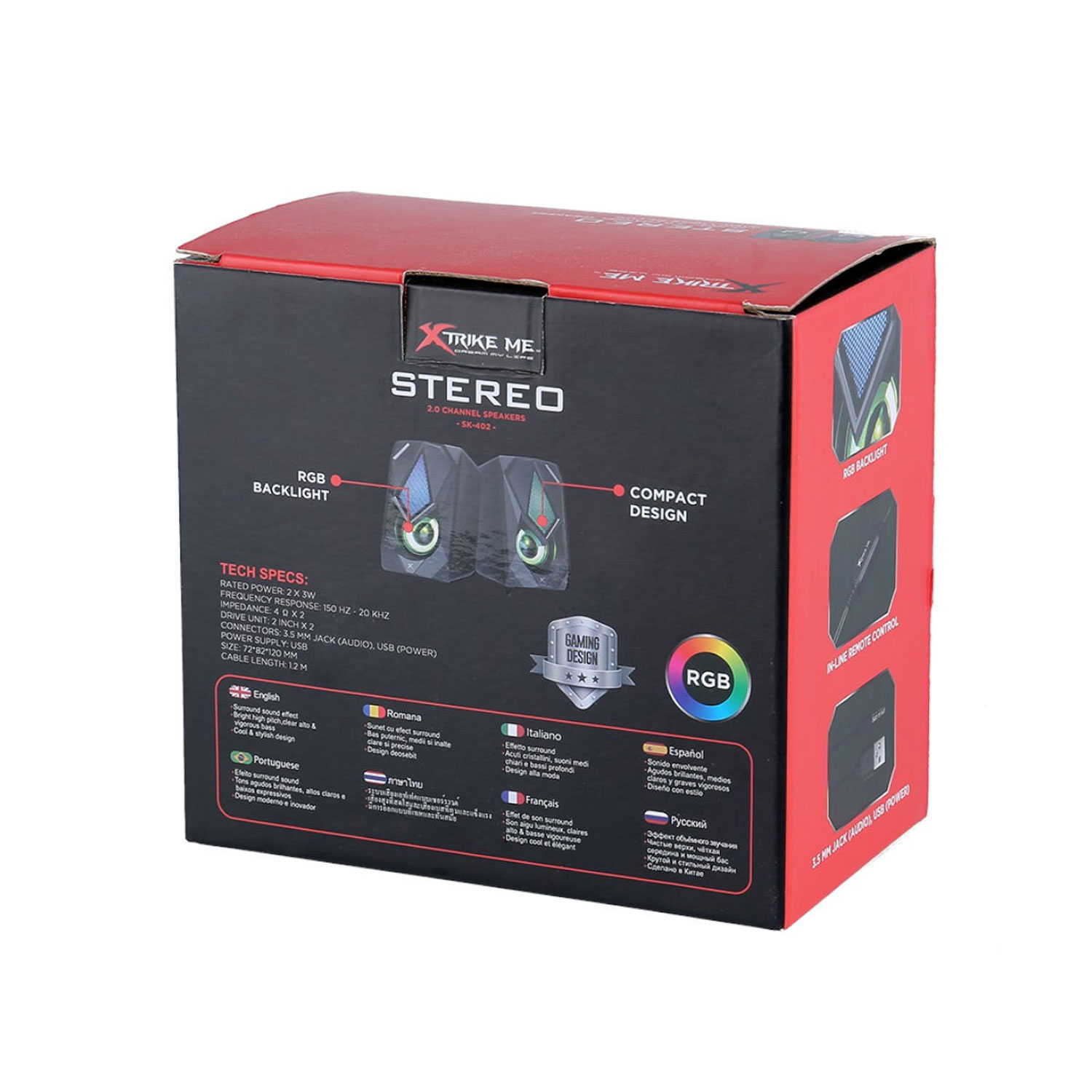 2.0 Stereo Gaming Speaker with RGB Backlight 3.5 mm jack Audio