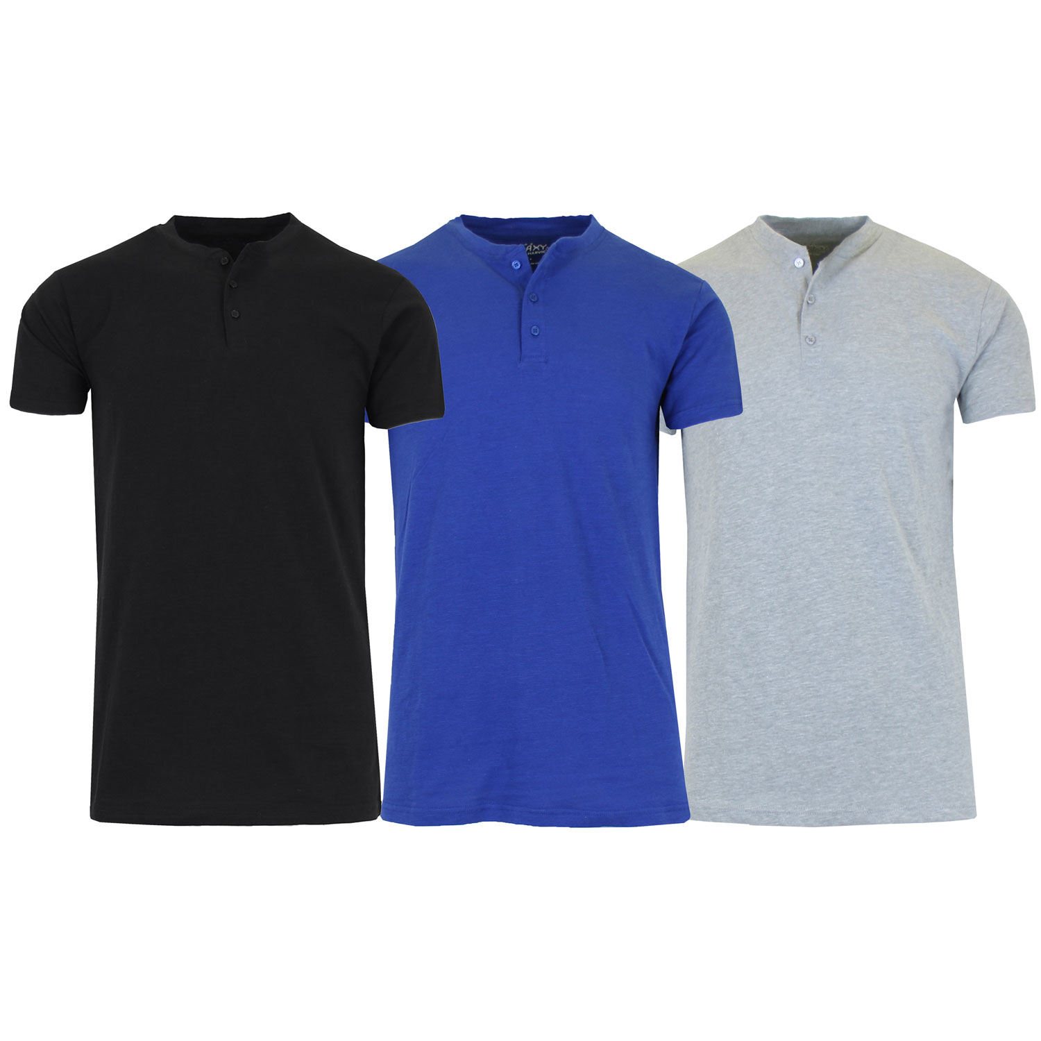 3 Pack Men's Slim Fitting Short Sleeve Henley Slub Tee