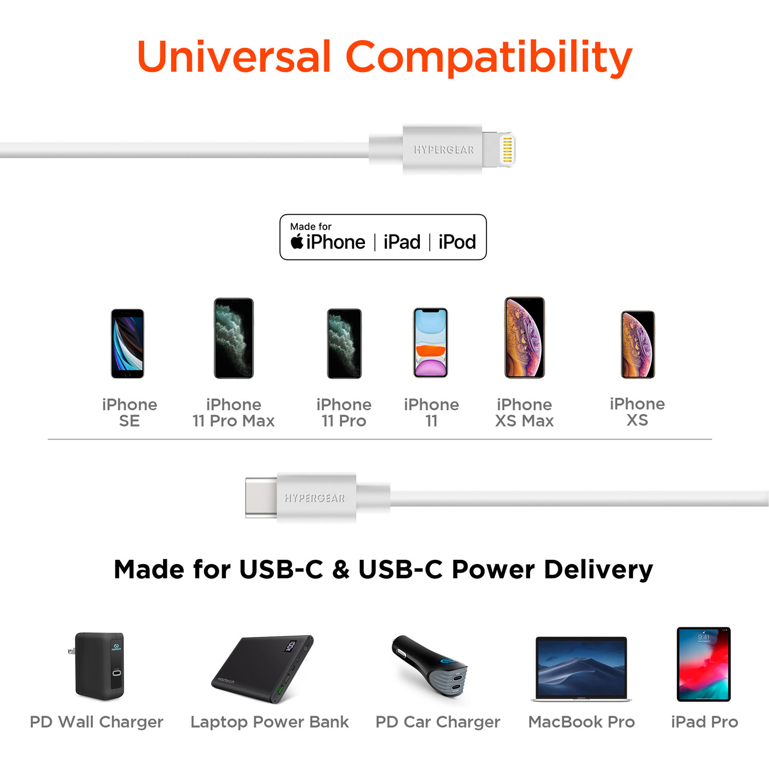 Fast Charge USB-C to MFi Lightning Cable 3ft 