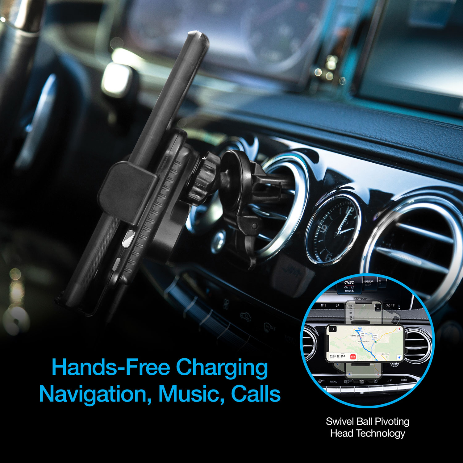Naztech Smart Grip Wireless Charging Car Mount Black