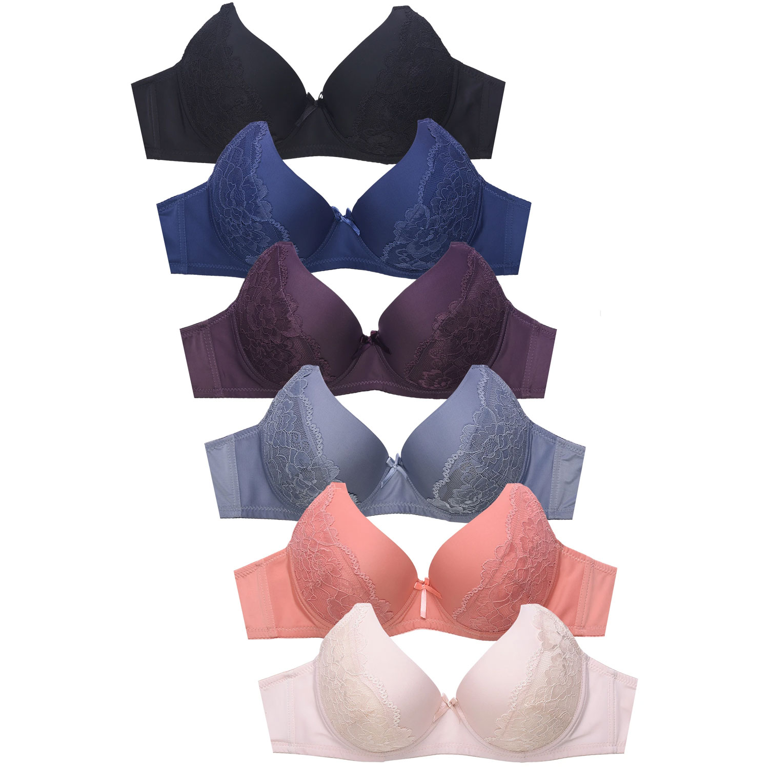 Ladies Full Cup Lace Bra - 6 Pack