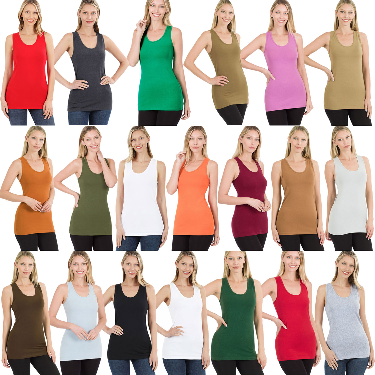 Racerback Tank Top Cotton Spandex Pack Of 4