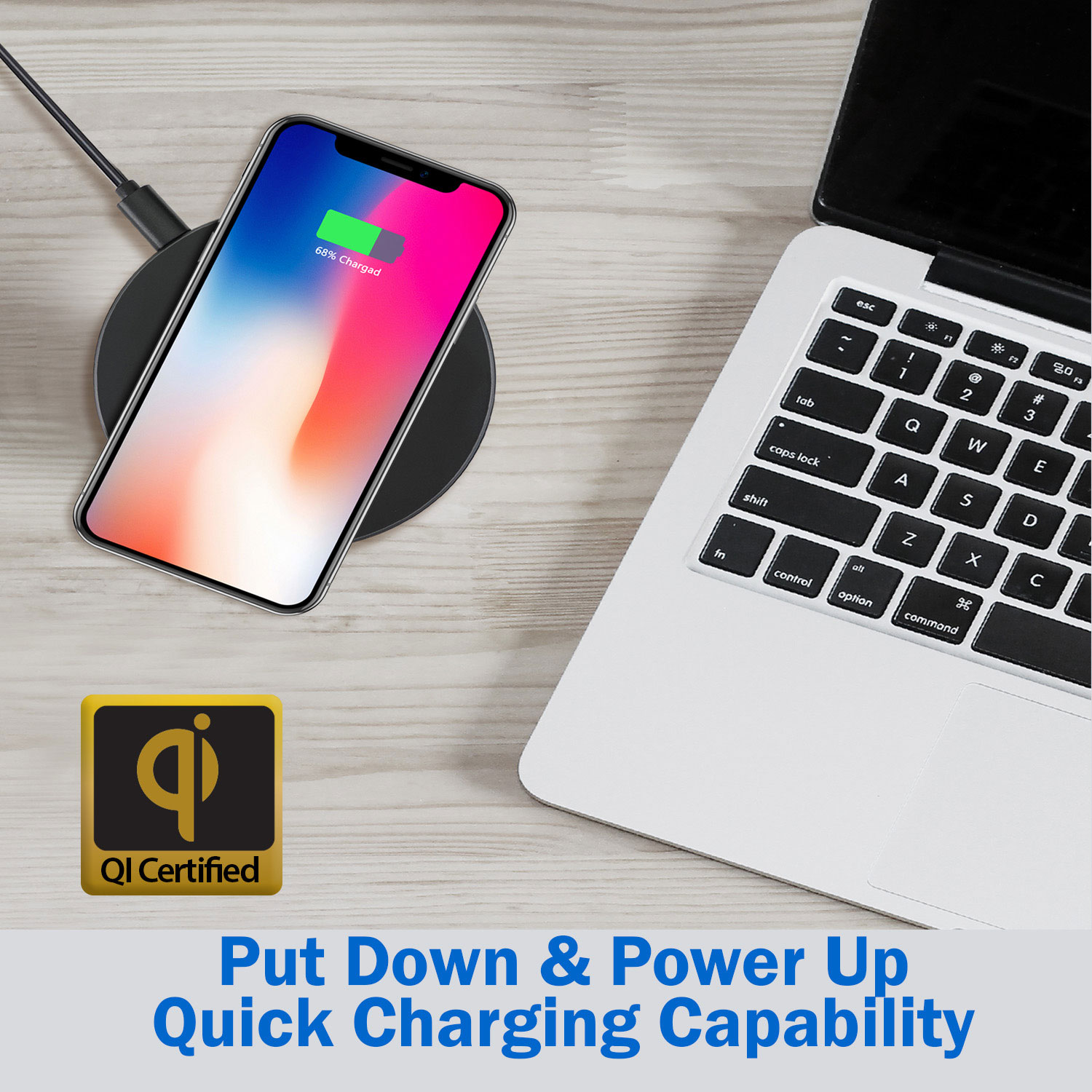 Max Qi-Certified Disc-Style Wireless Charger 10W