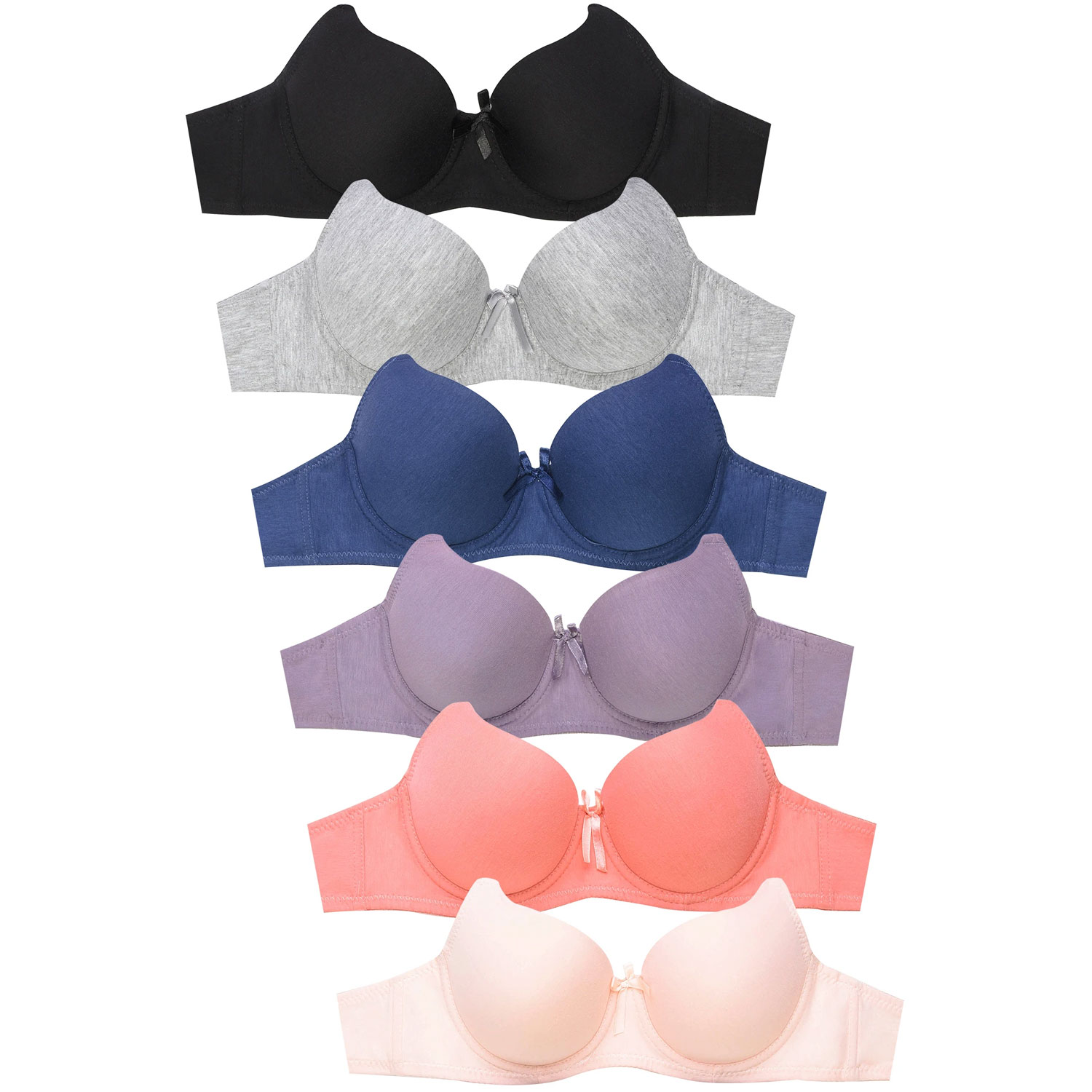 Ladies Full Cup Cotton Plain Bra Pack Of 6