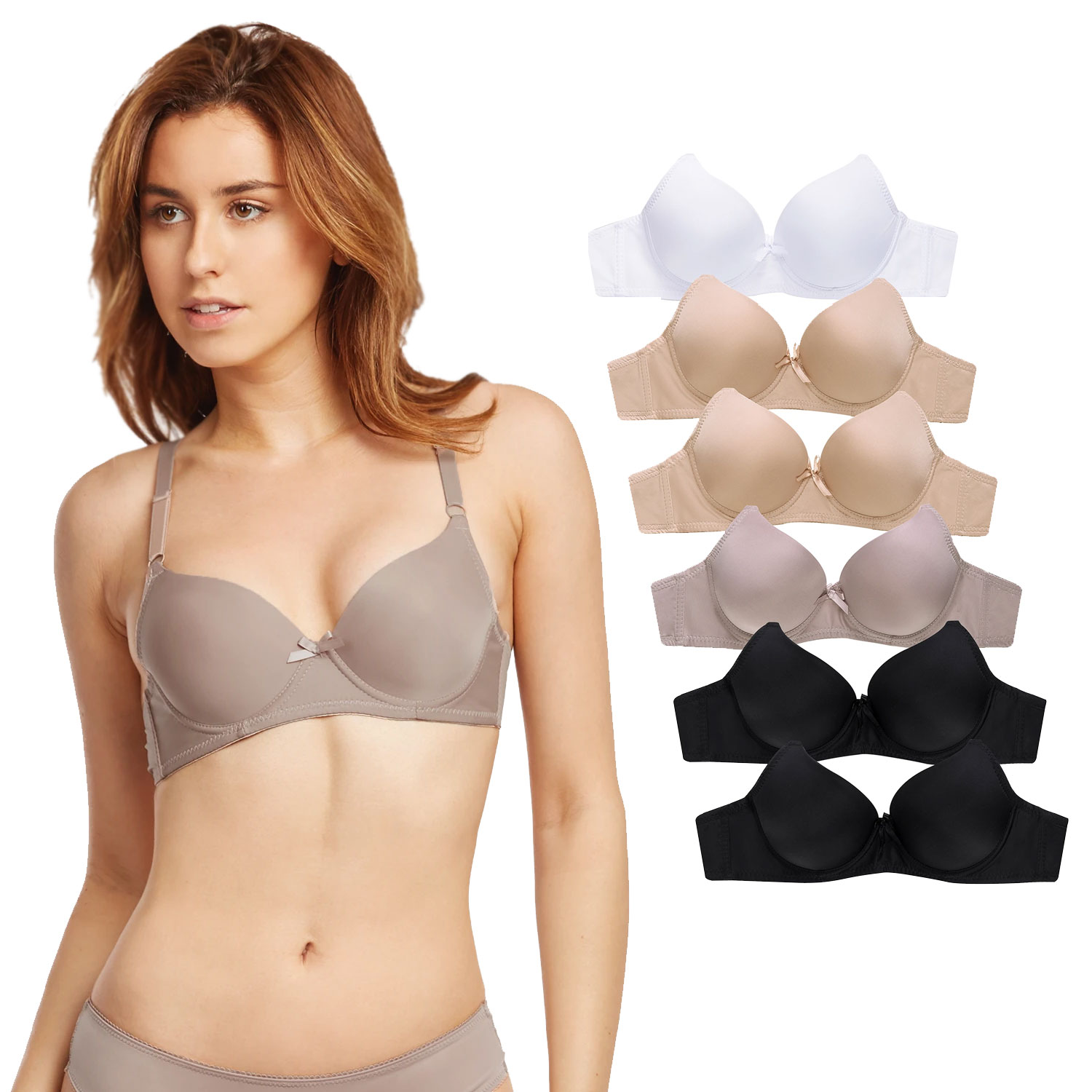 Ladies Full Cup Plain Cotton Bra Pack of 6