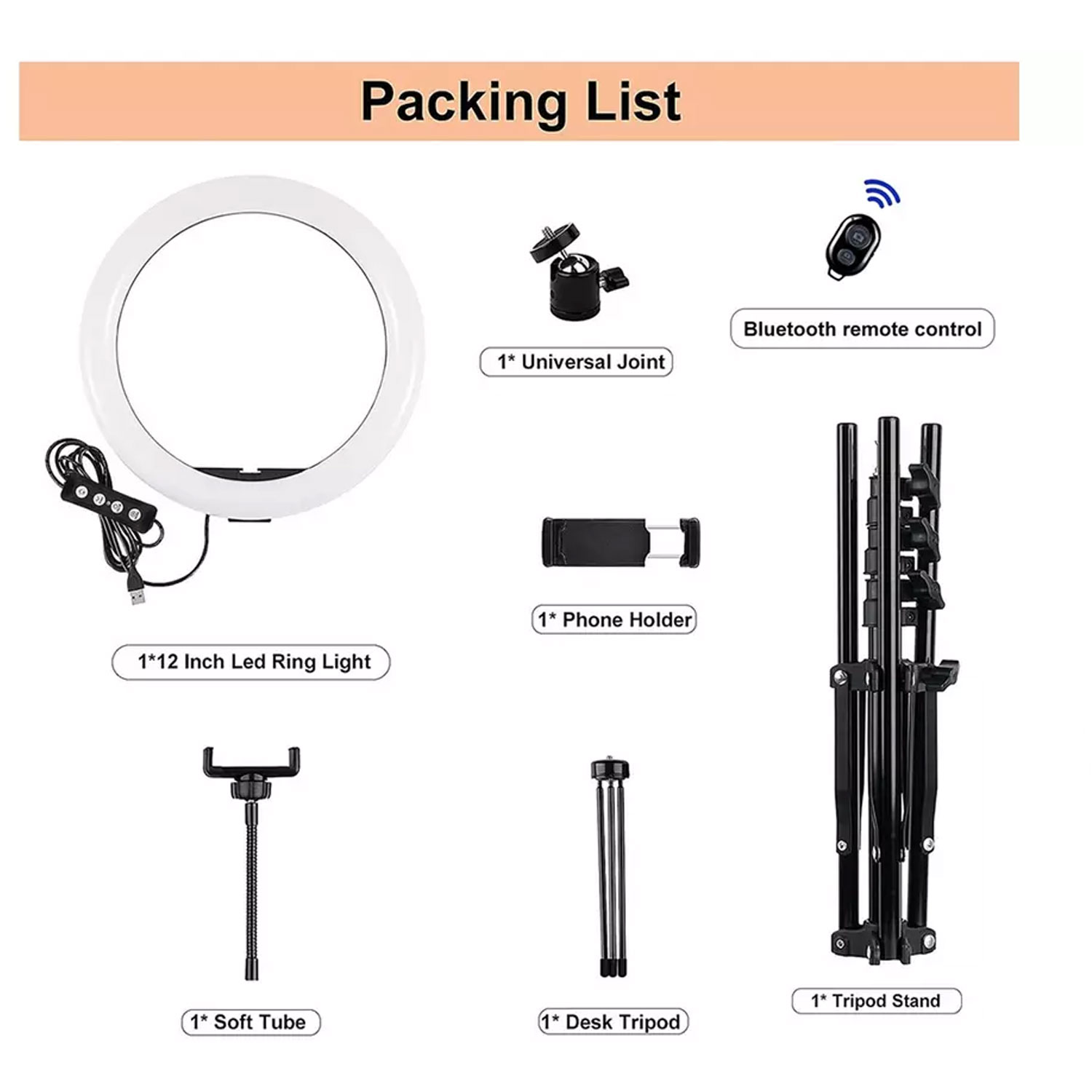 12inch RGB Ring Light with Foldable Tripod Stand And Phone Holder