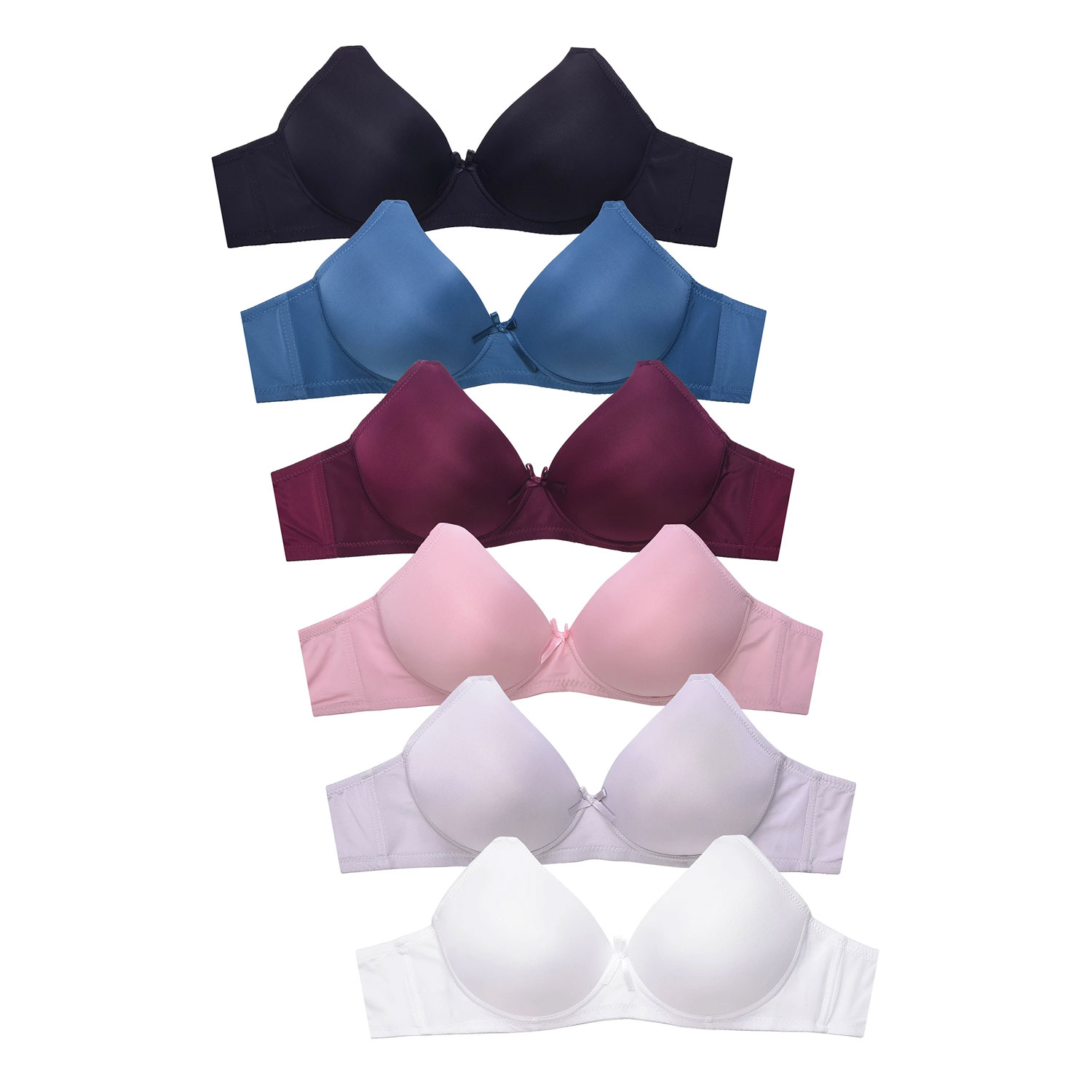 Ladies No-wire Cotton Plain Bra Pack of 6