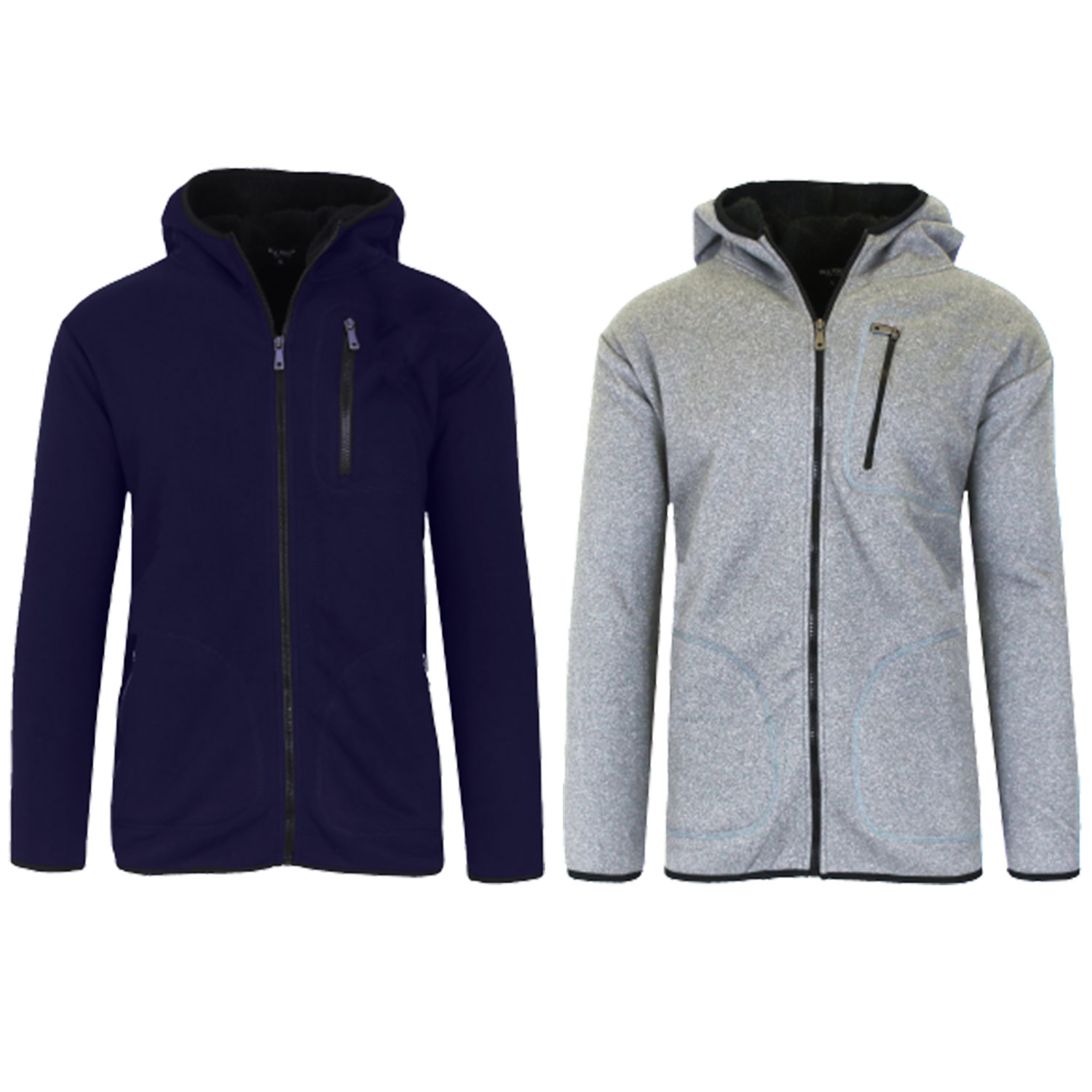 Men's Tech Sherpa Fleece-Lined Zip Hoodie With Chest Pocket Pack Of 2