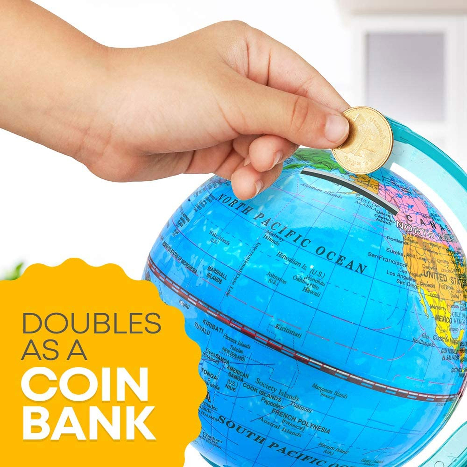 6-Inch Coin Bank Globe Money Bank For Kids