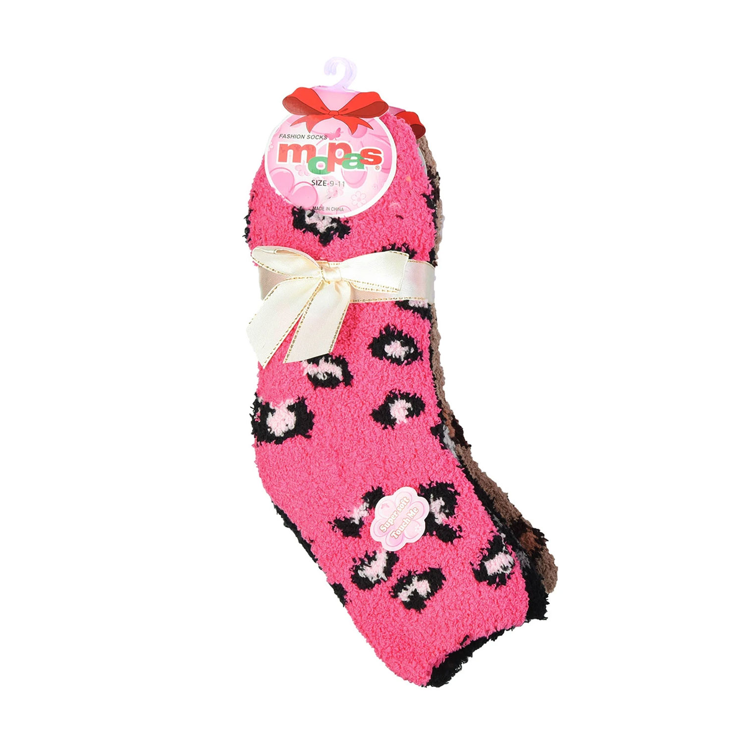 6 Pairs-Ladies Plush Soft Leopard Socks