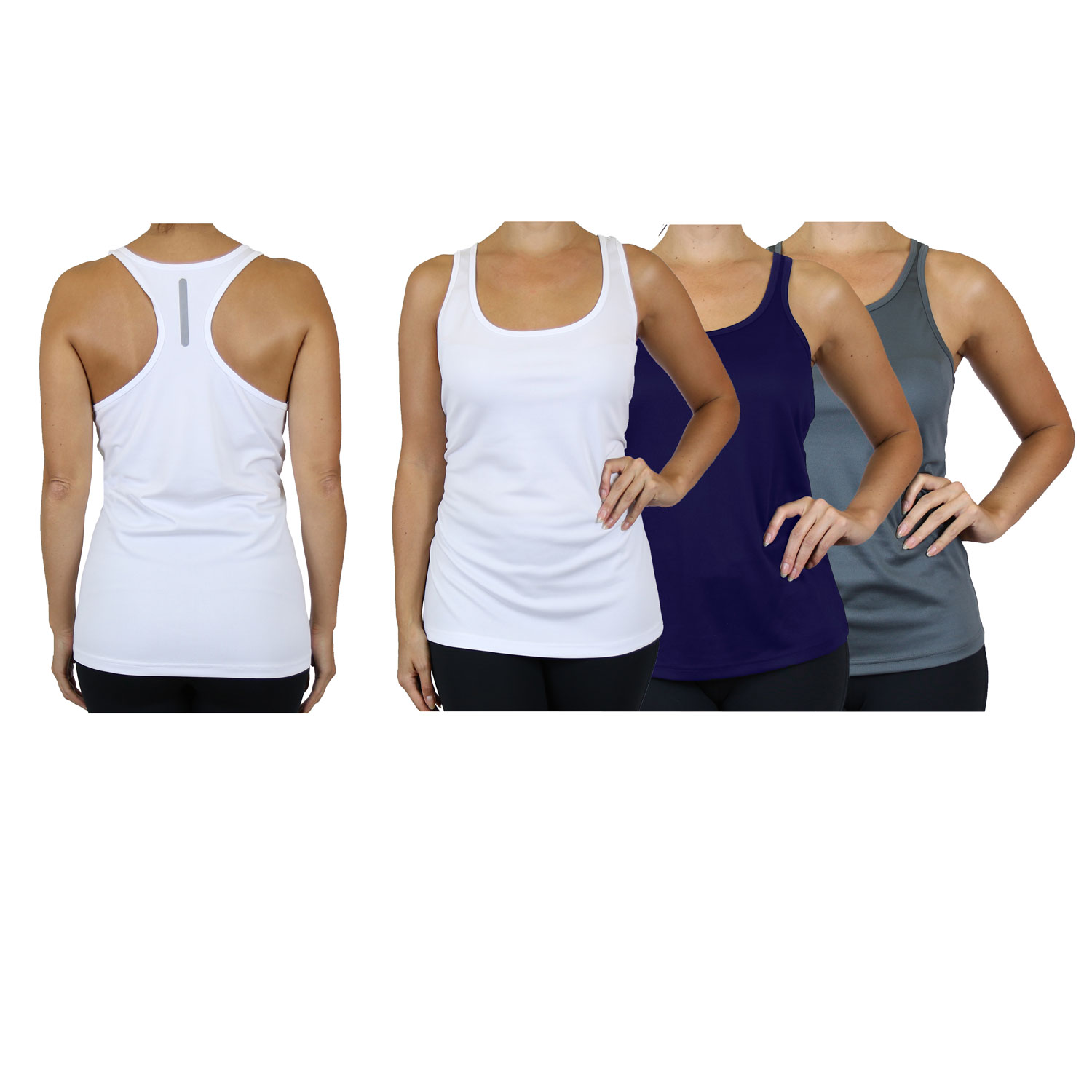 3 Pack Moisture Wicking Women's Racerback Tanks