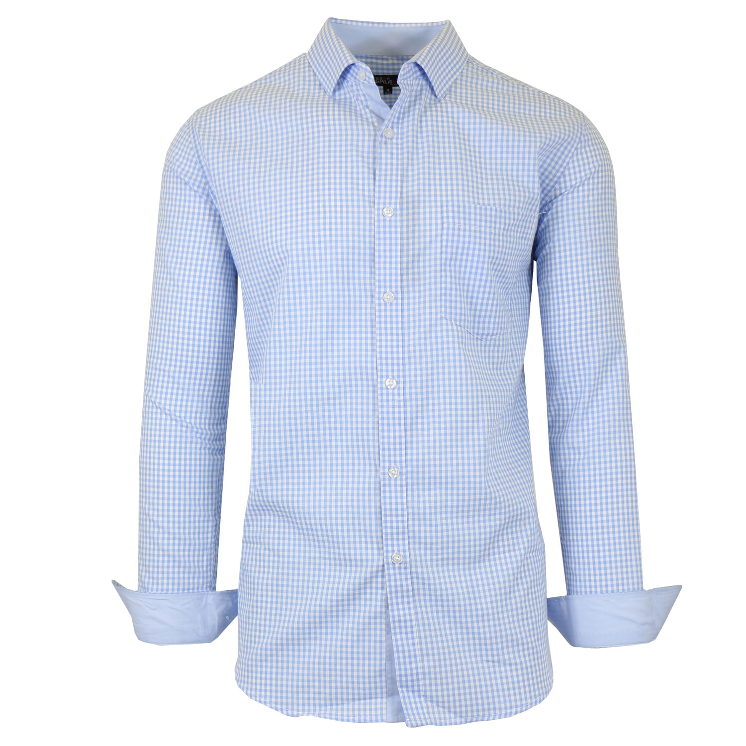 Men's Long Sleeve Slim Fitting Gingham Pattern Dress Shirts