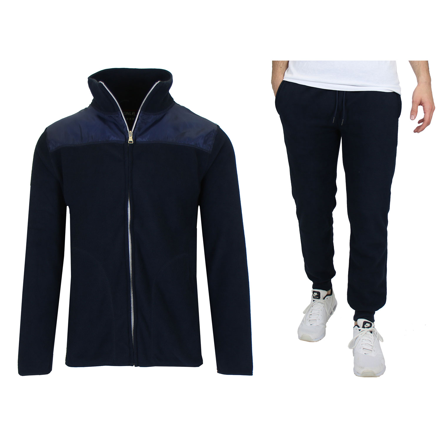 Men's 2 Piece Polar Fleece Sweater Jacket  And Jogger Sweatpants Set