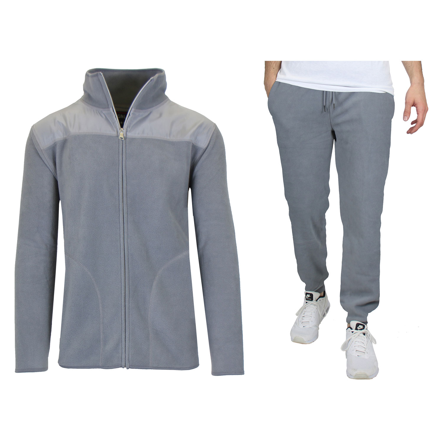 Men's 2 Piece Polar Fleece Sweater Jacket  And Jogger Sweatpants Set