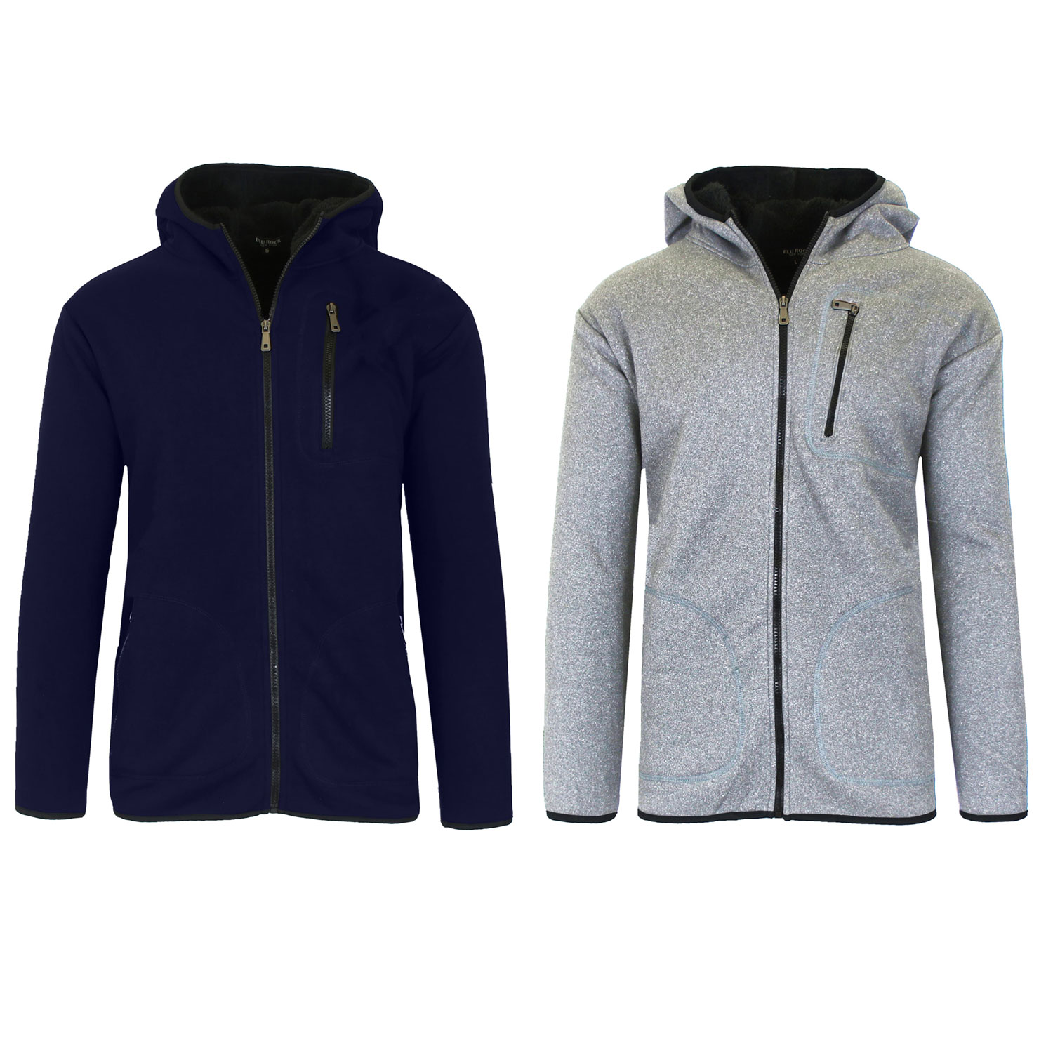 Men's 2-Pack Heavyweight Tech Sherpa Fleece-Lined Zip Hoodie