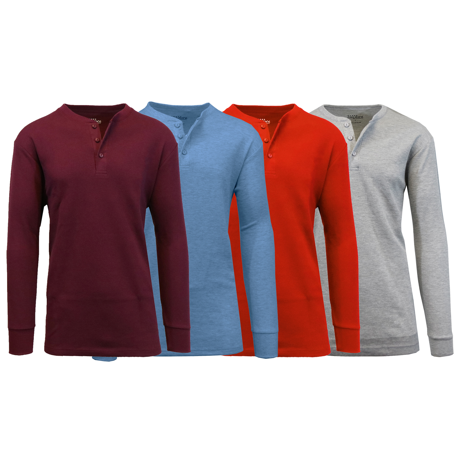 Men's 4-Pack Waffle-Knit Henley Thermal Shirt