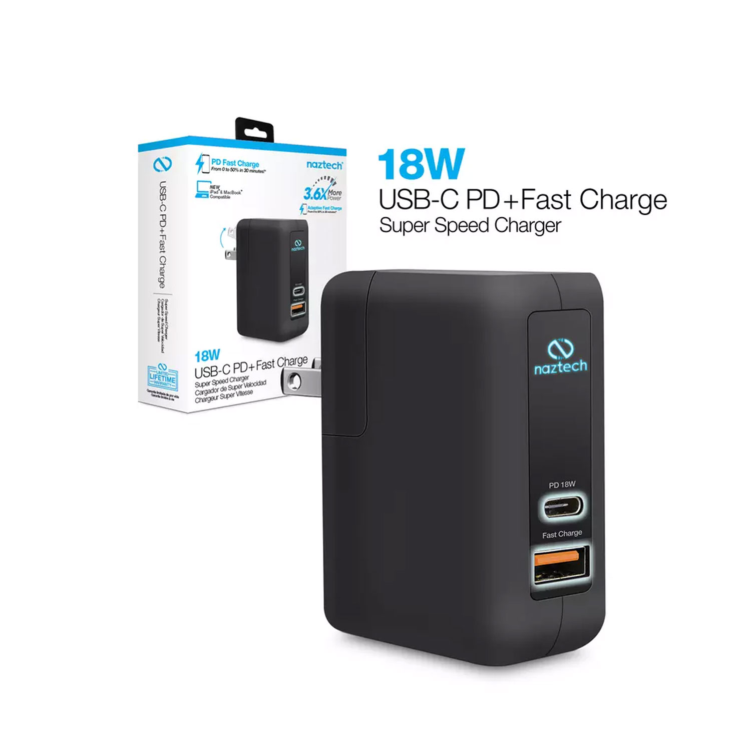 Naztech N422 Quick Charge + USB-C Wall Charger