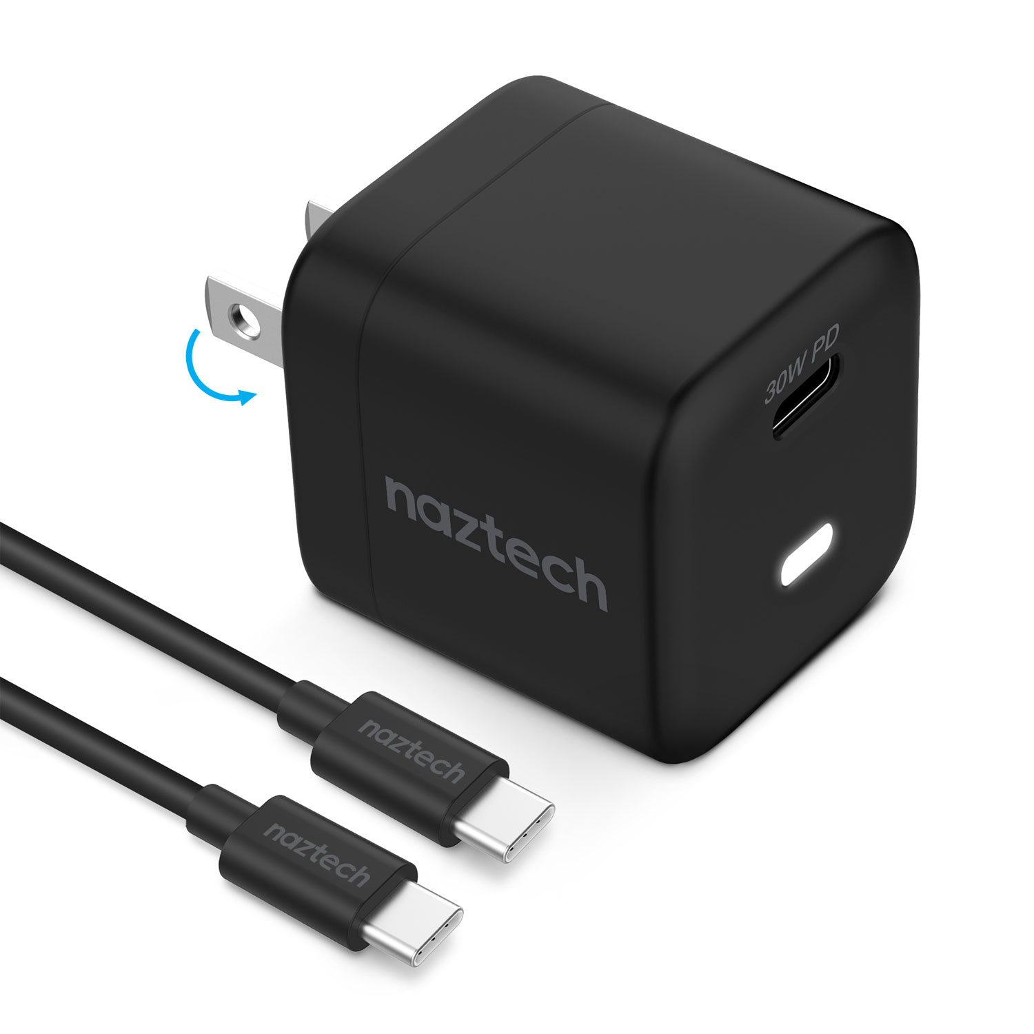 Naztech 30W PD Wall Charger + USB-C to USB-C Cable 4ft