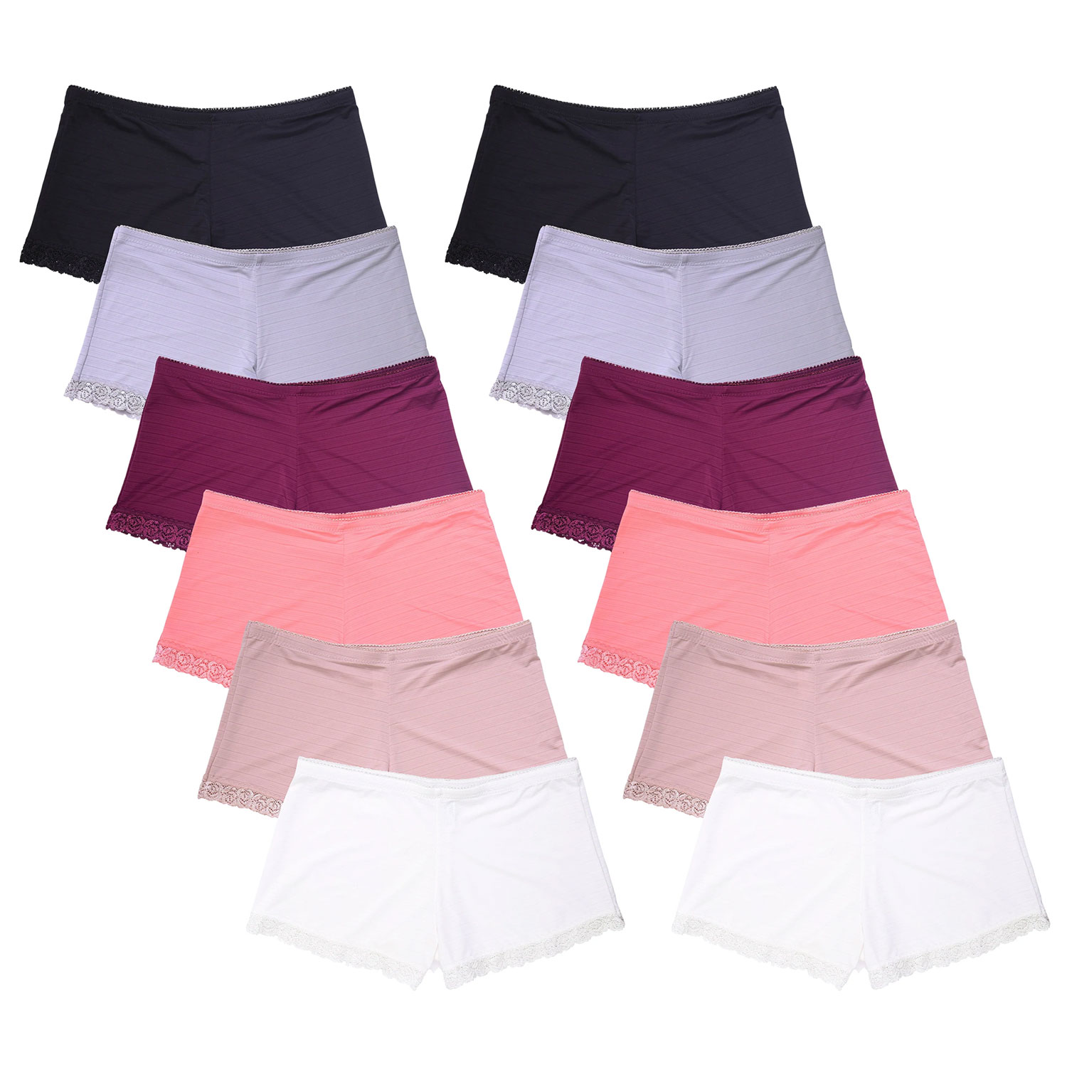 Mopas Nylon Boyshorts Panty Pack Of 12