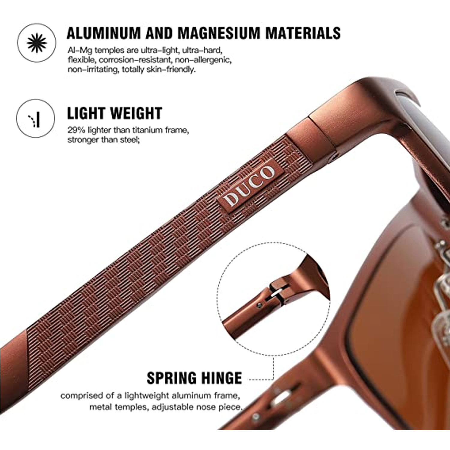 Duco Men's Sports Polarized Al Mg Metal Frame Sunglasses