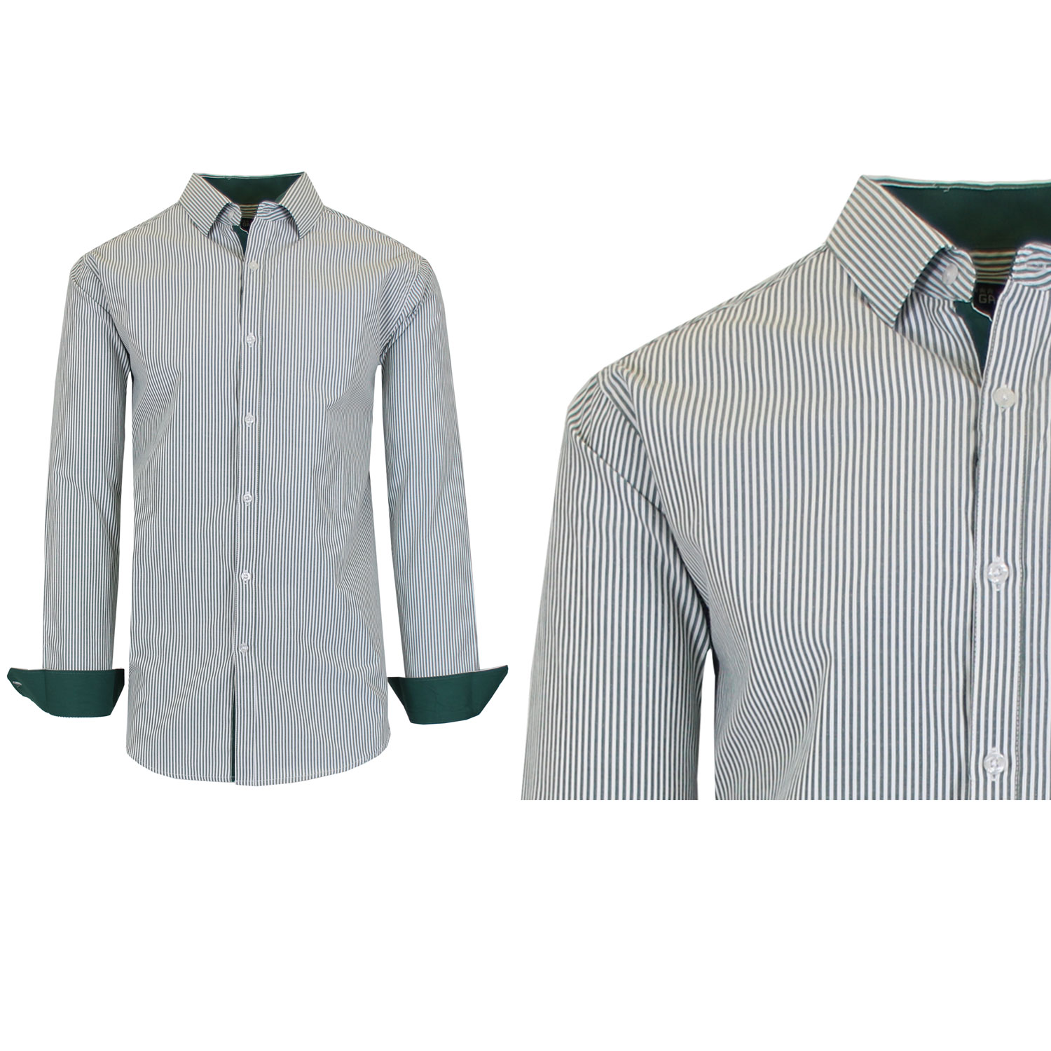 Men's Long Sleeve Slim Fitting Pinstripe Pattern Dress Shirts