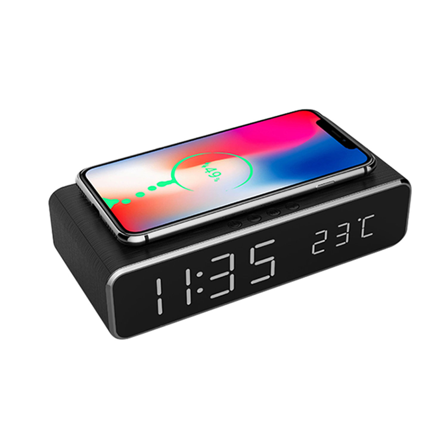 LED Alarm Clock With Wireless Charger And USB Port