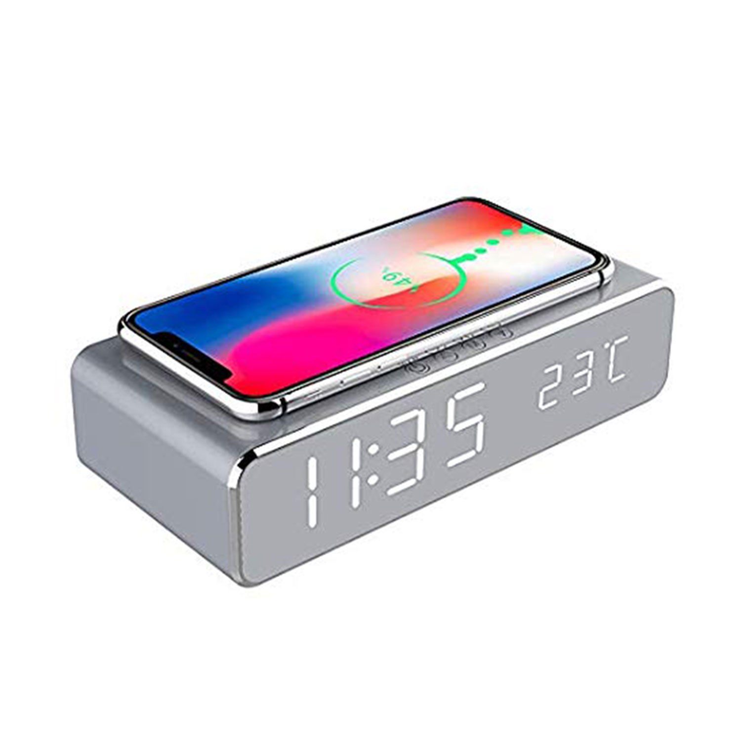 LED Alarm Clock With Wireless Charger And USB Port
