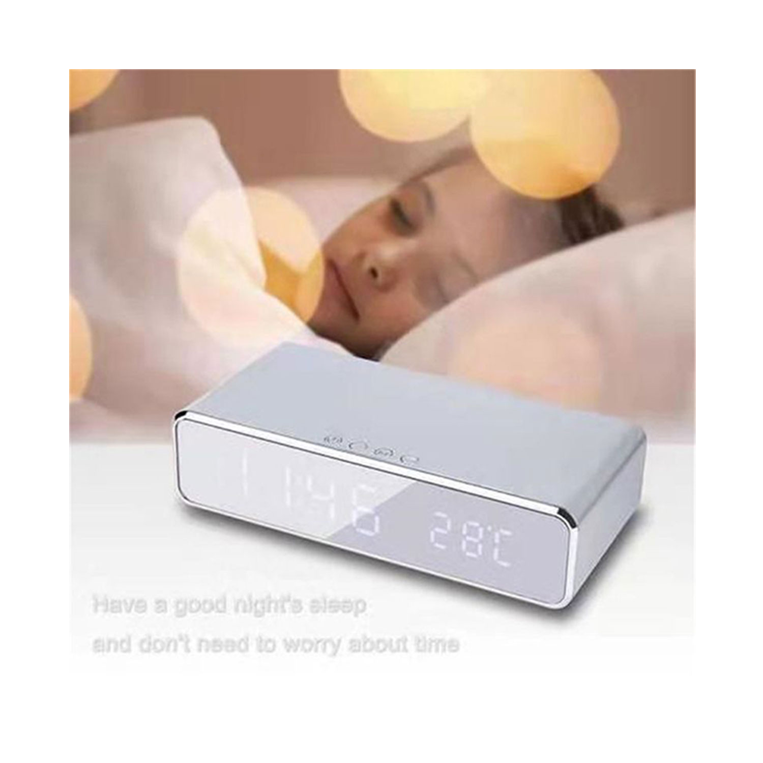 LED Alarm Clock With Wireless Charger And USB Port