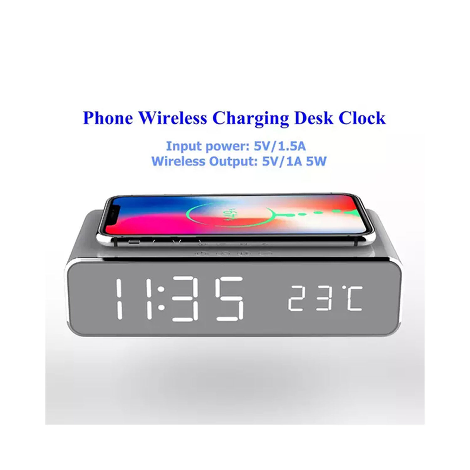 LED Alarm Clock With Wireless Charger And USB Port
