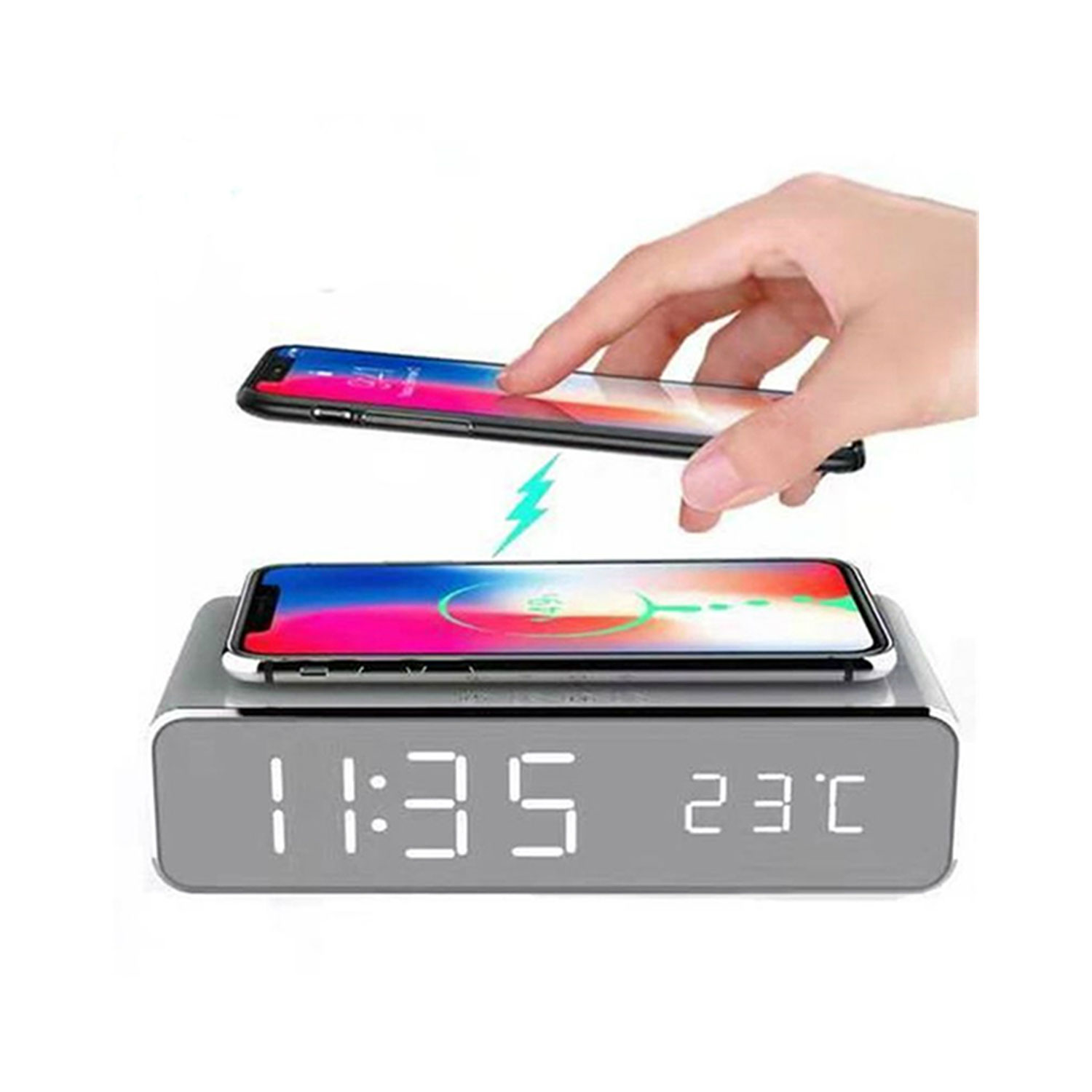 LED Alarm Clock With Wireless Charger And USB Port