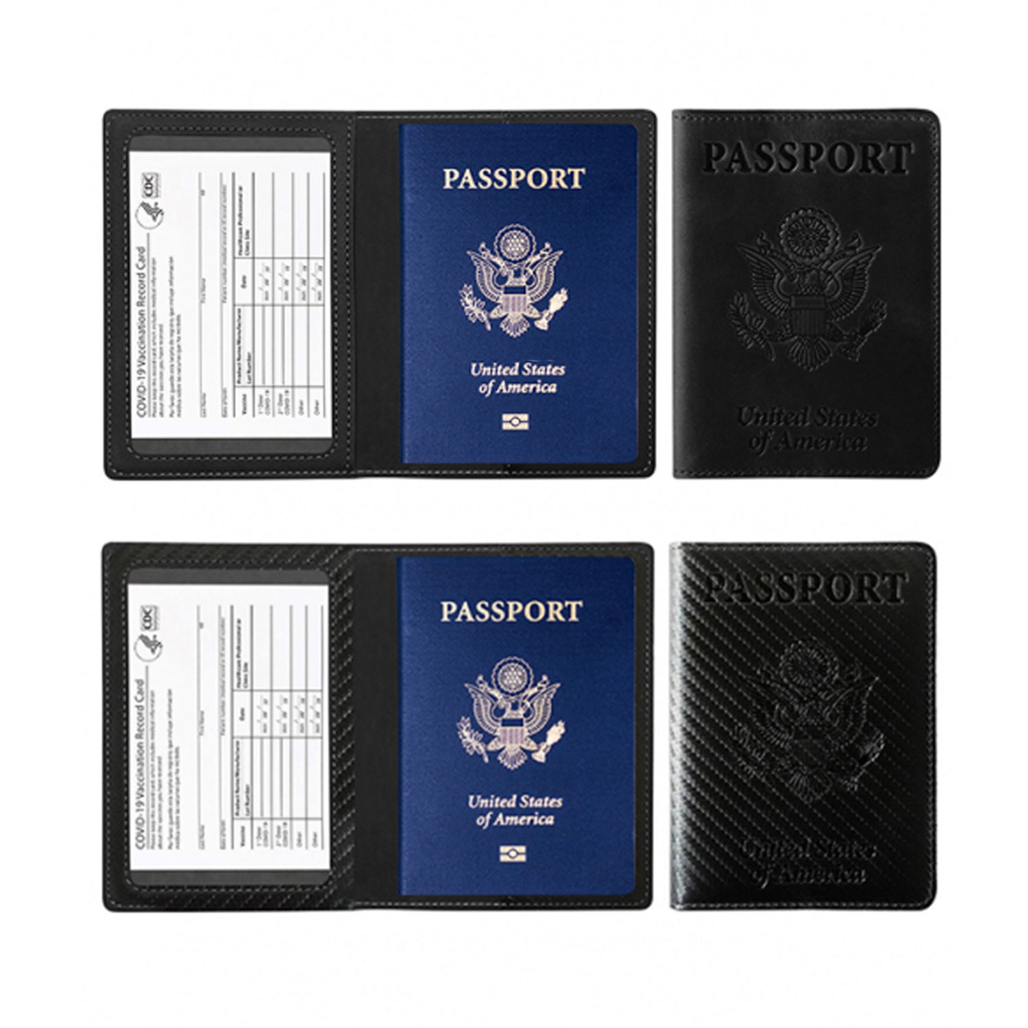 Passport Holder With CDC Vaccination Card Protector 2 Pack