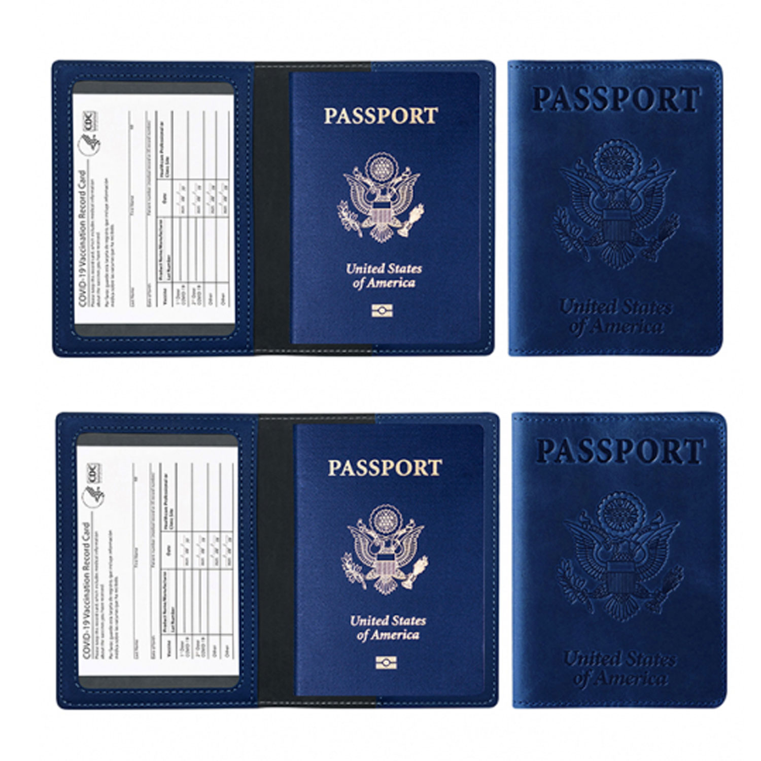 Passport Holder With CDC Vaccination Card Protector 2 Pack