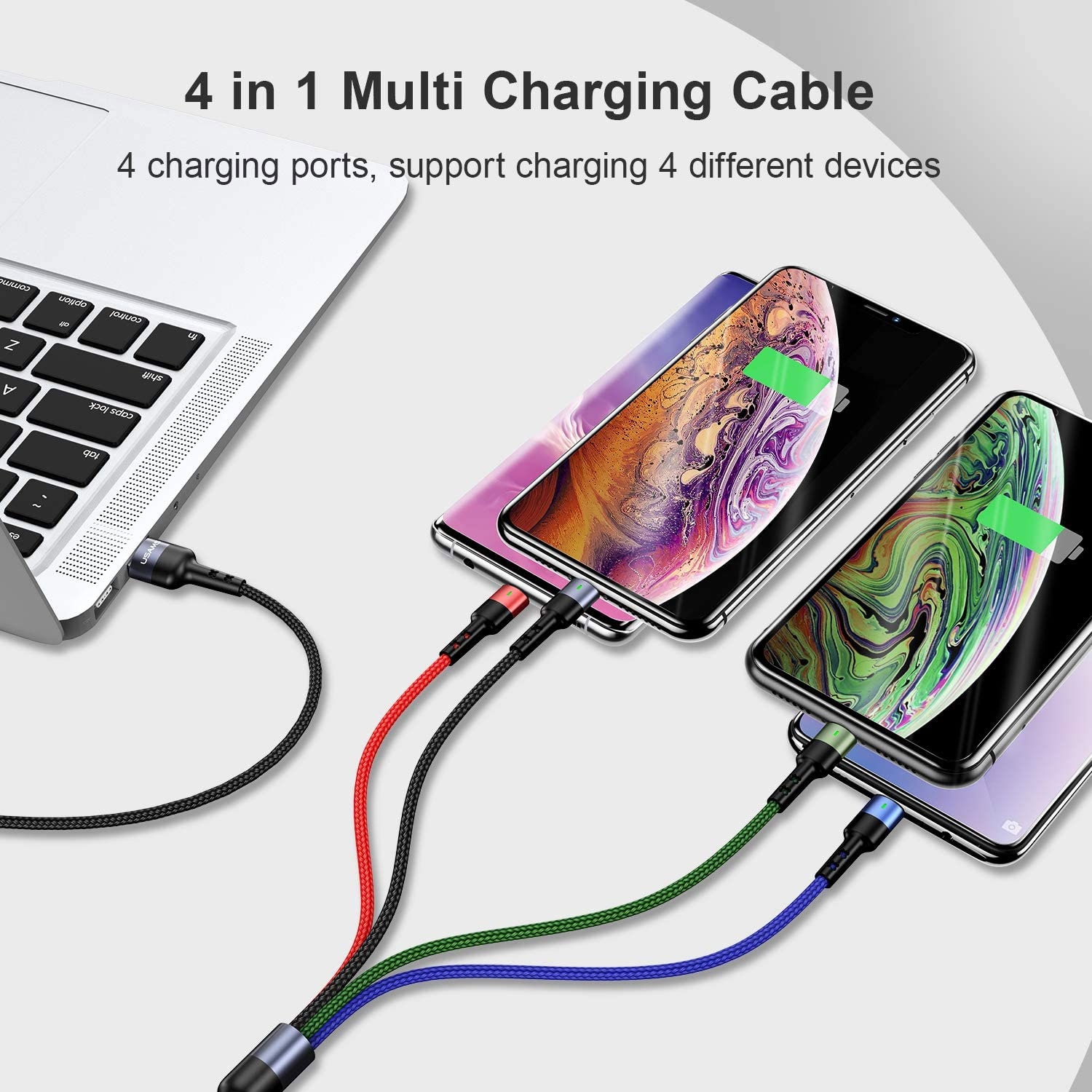 4-in-1 Nylon Braided 4' Charging Cable