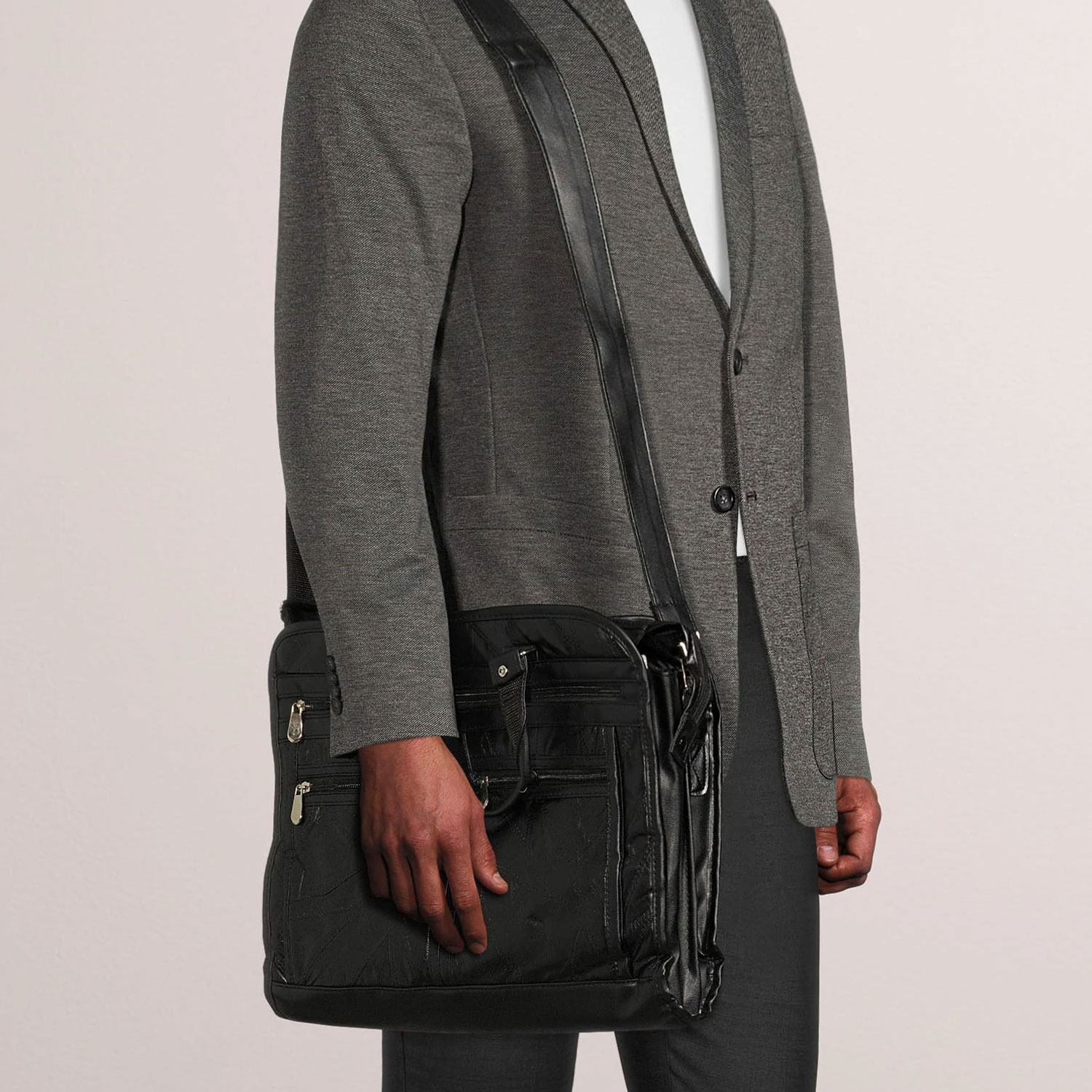 Black Leather Briefcase With Laptop Pocket