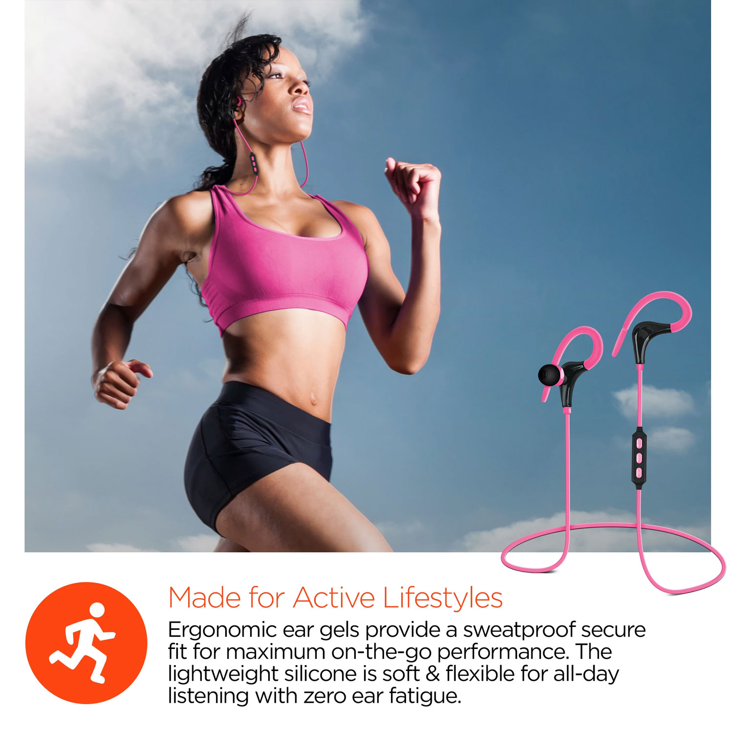 HyperGear Marathon Wireless Sports Earphones Active Pink
